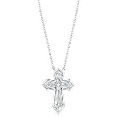 Unique 1.62 Carat Diamond Kite Cross in Platinum Bezel