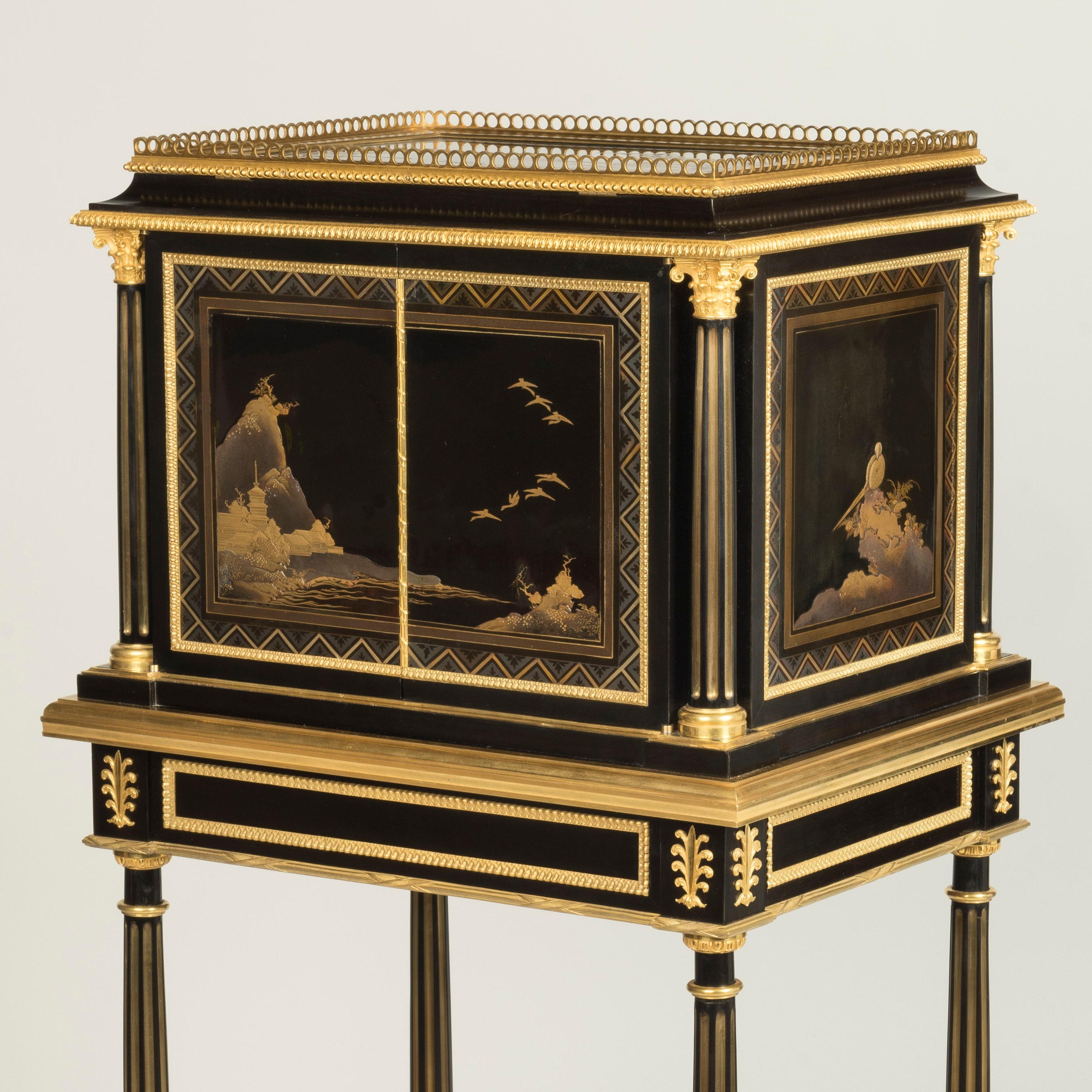 Unique and Rare 19th Century Japanese Lacquer Cabinet by Henry Dasson of Paris For Sale 2