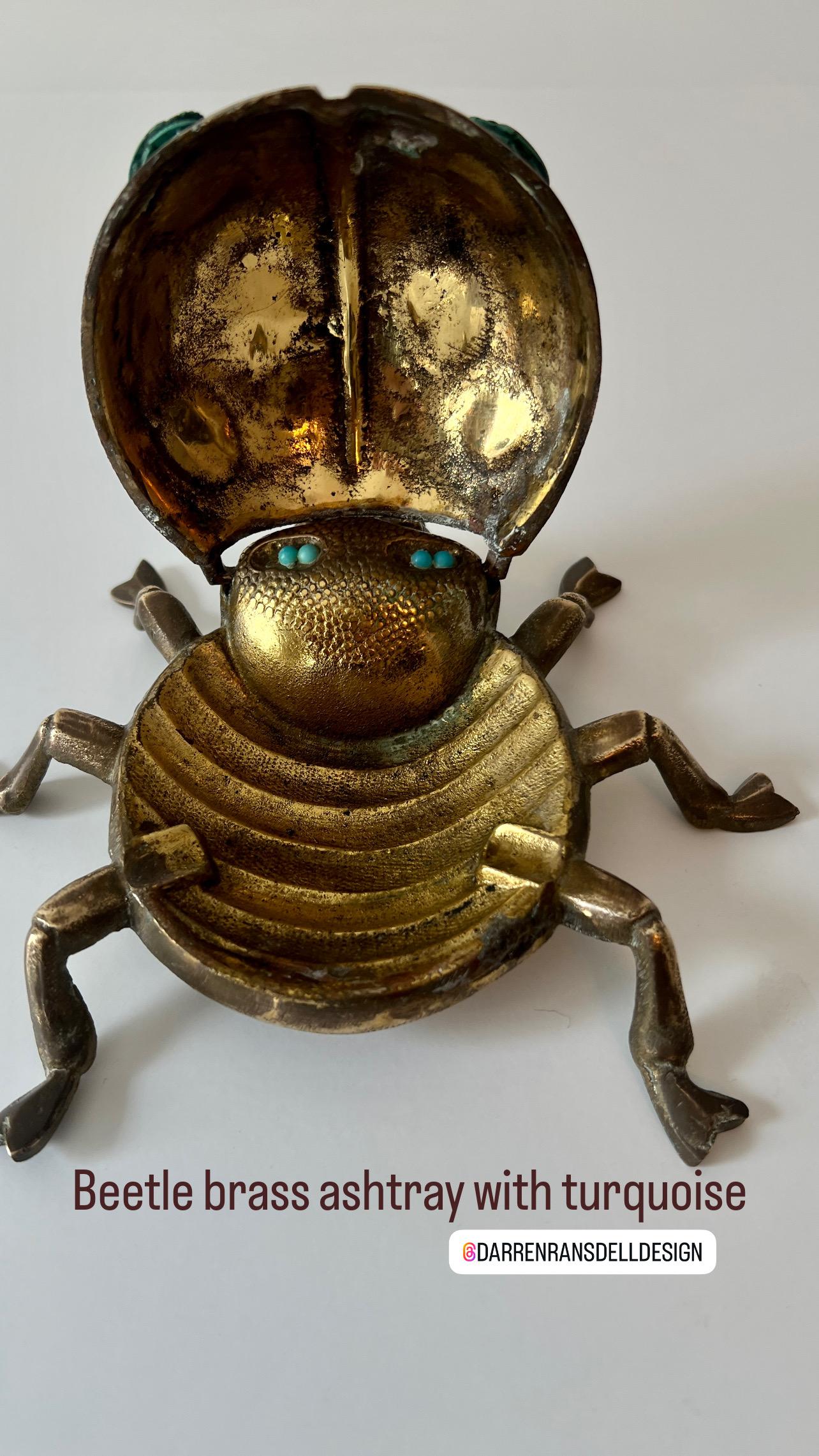 Einzigartiger und seltener Skarabäus- oder Käfer-Aschenbecher mit türkisfarbenen Details im Angebot 2