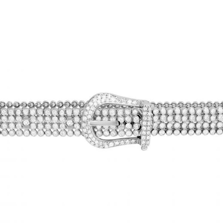 Round Cut Unique and Stylish Belt Diamond Tennis Bracelet 18k White Gold For Sale