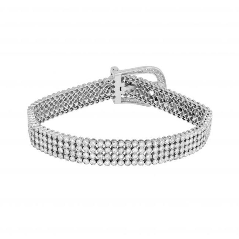 Unique and Stylish Belt Diamond Tennis Bracelet 18k White Gold In New Condition For Sale In Montreux, CH
