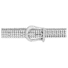 Unique and Stylish Belt Diamond Tennis Bracelet 18k White Gold