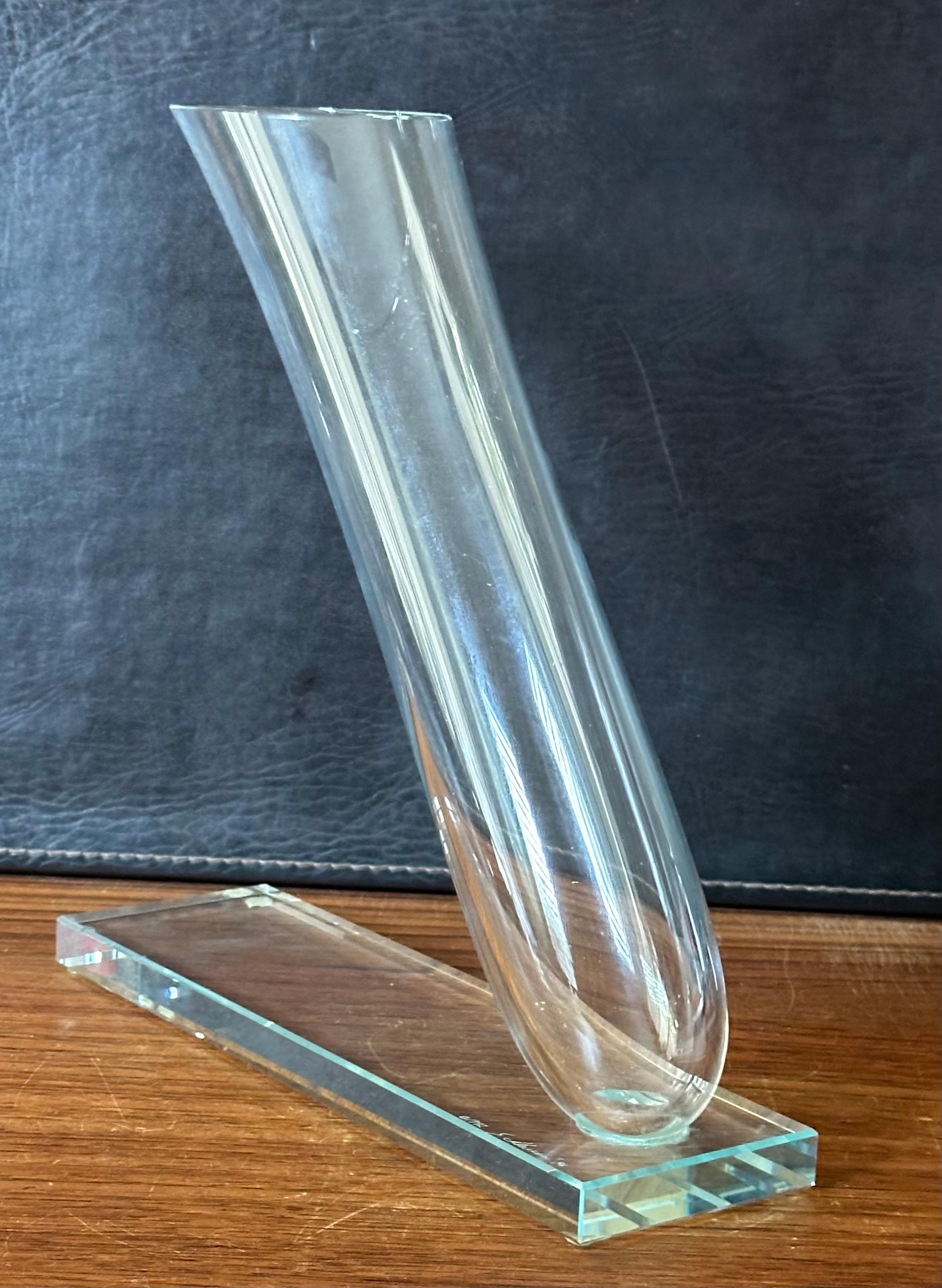 Modern Unique Angled Art Glass Vase by Stephen Schlasner For Sale