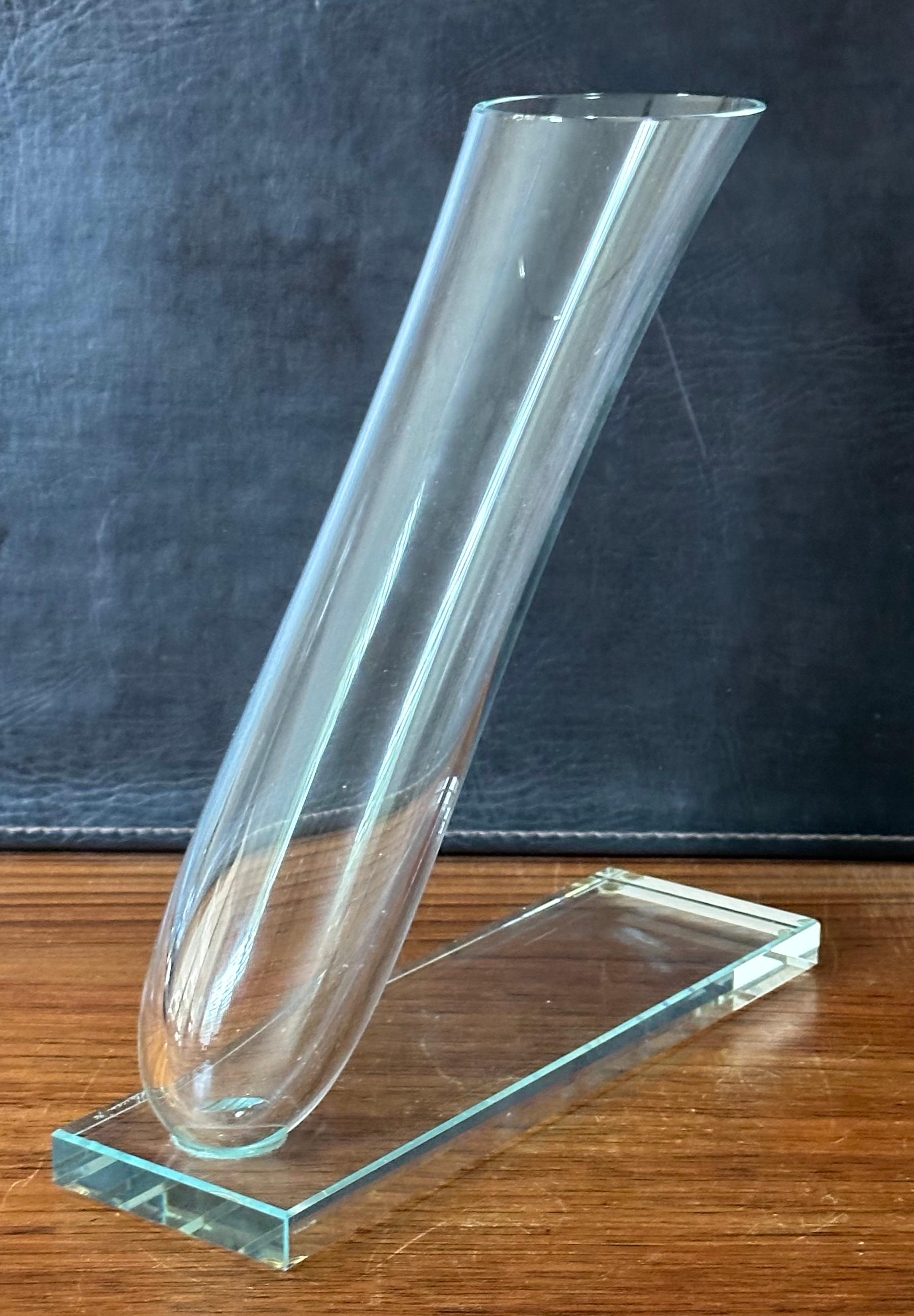 American Unique Angled Art Glass Vase by Stephen Schlasner For Sale