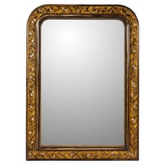 Unique Antique 19th century faux wood painted decorated Louis Philippe mirror