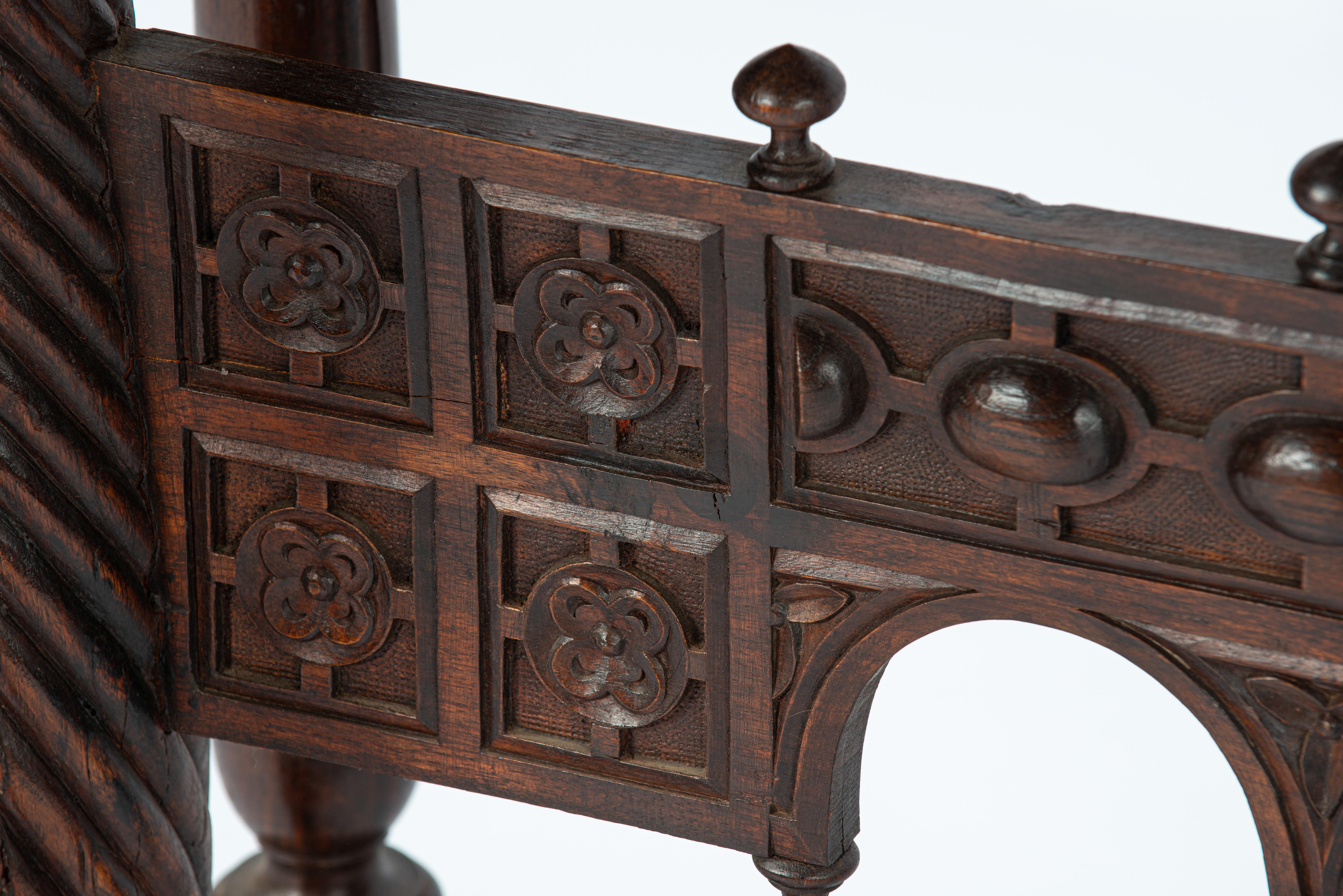 Unique Antique 19th Century Spanish Renaissance Bargueño in Solid Chestnut Wood For Sale 11