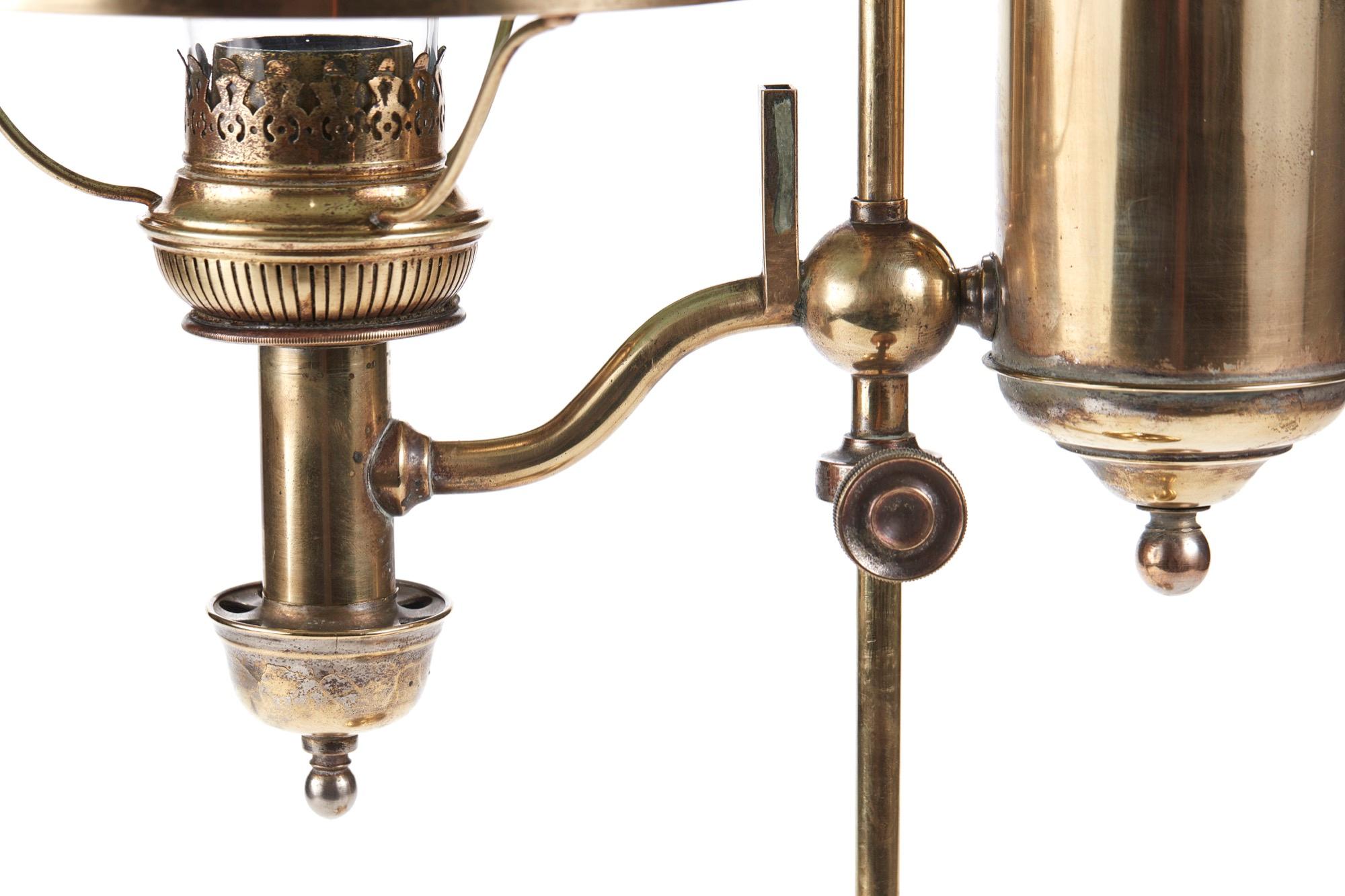 19th Century Unique Antique Adjustable Brass Desk Lamp, circa 1880