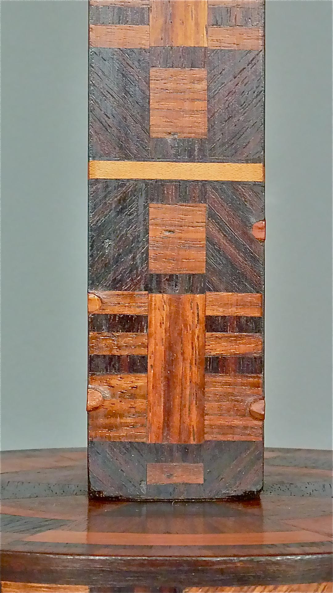 Unique Antique Art Deco Bauhaus Wood Marquetry Table Lamp Brown Beige Black 1930 6