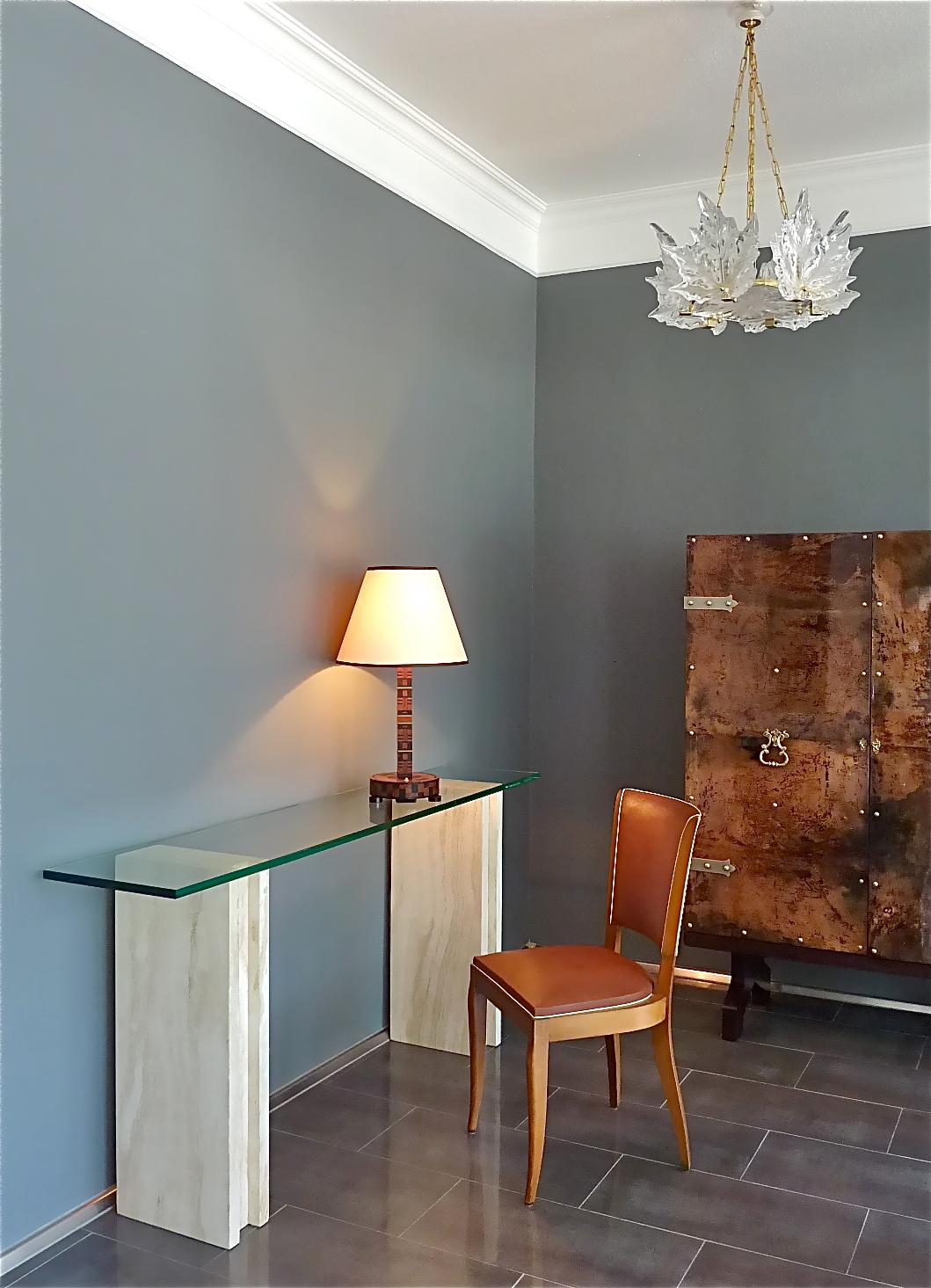Unique Antique Art Deco Bauhaus Wood Marquetry Table Lamp Brown Beige Black 1930 14