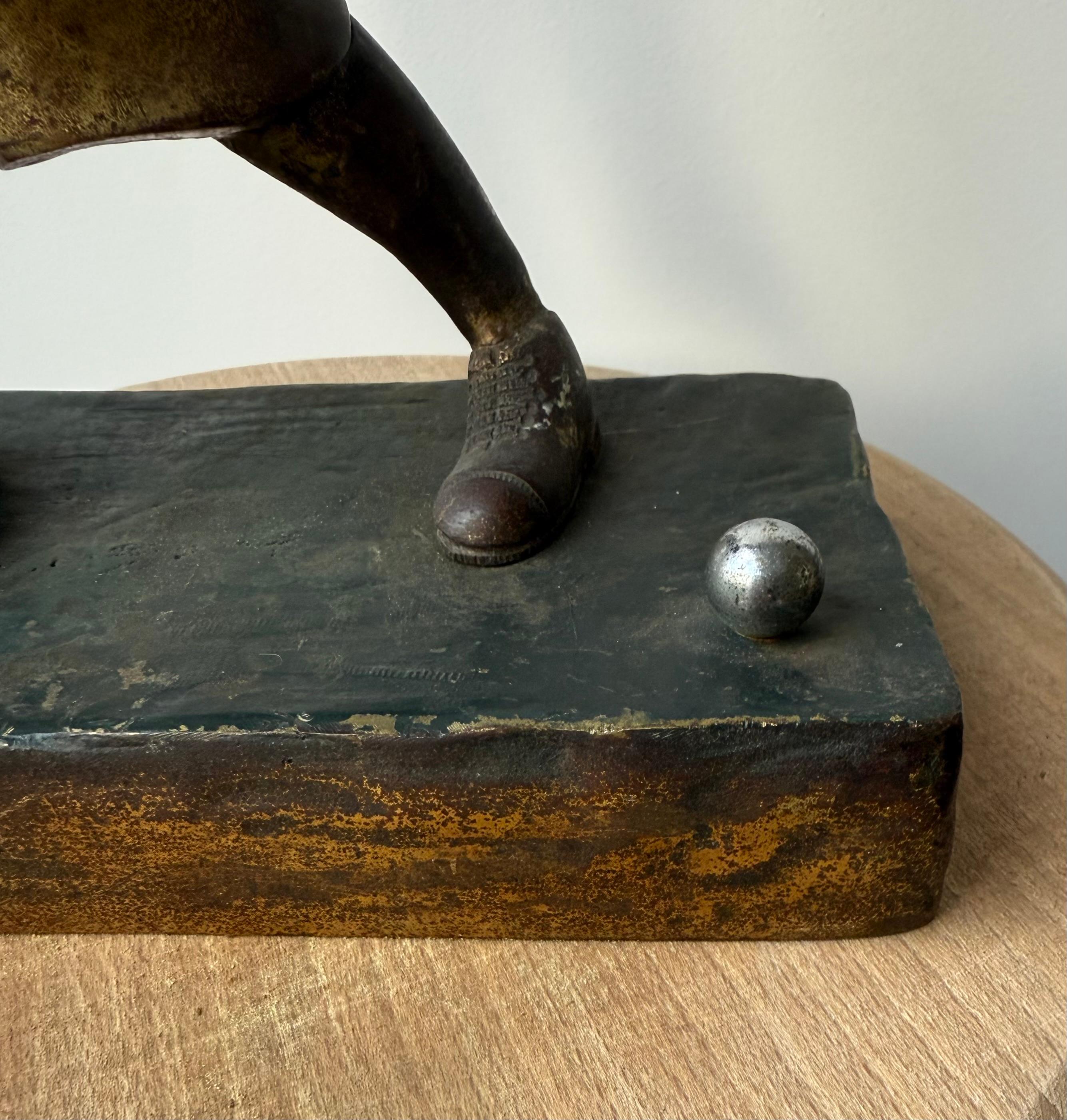 Unique Antique Hand Crafted Bronze Golf Player in Backswing Sculpture / Statue For Sale 4