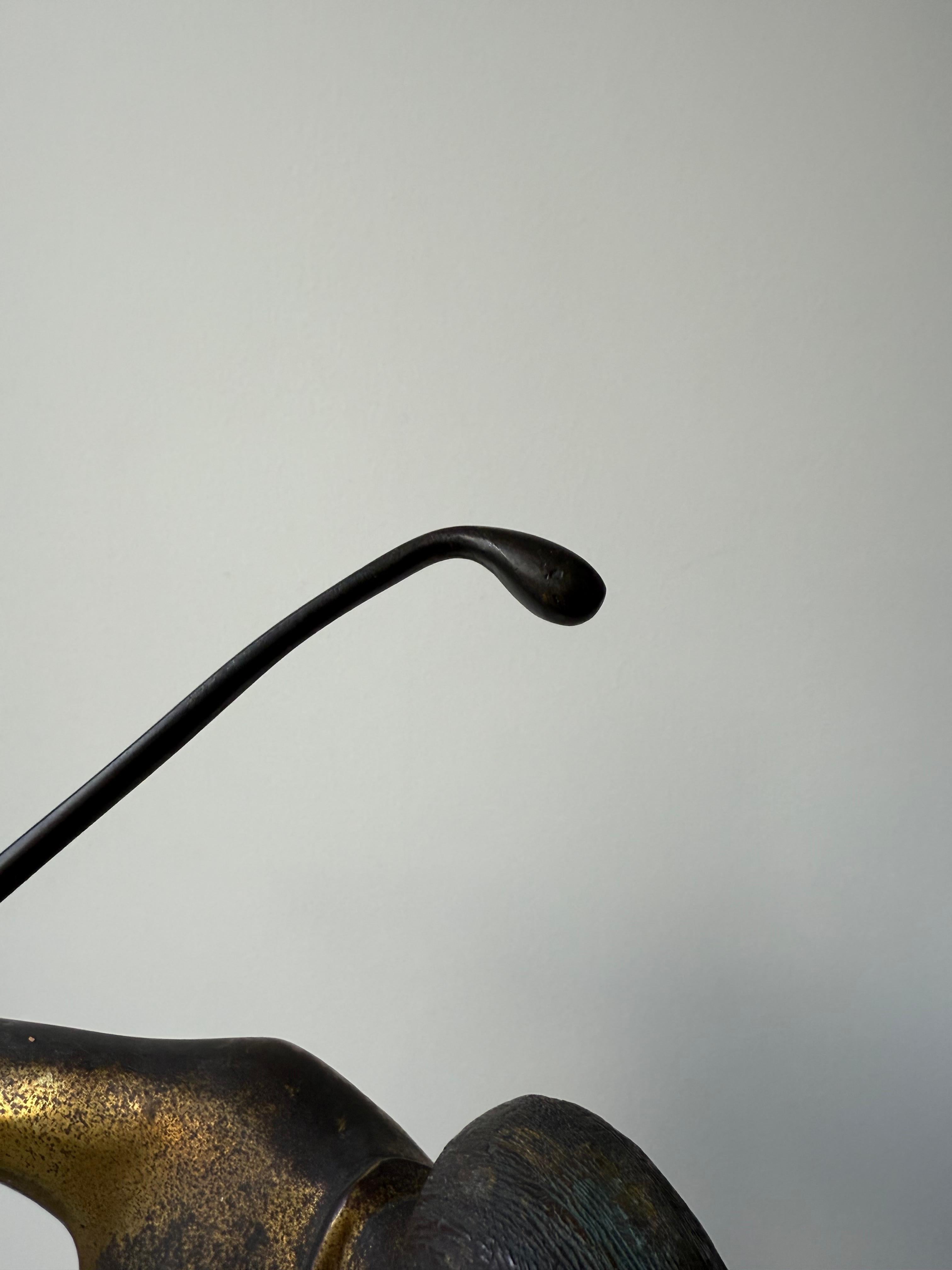 Cast Unique Antique Hand Crafted Bronze Golf Player in Backswing Sculpture / Statue For Sale