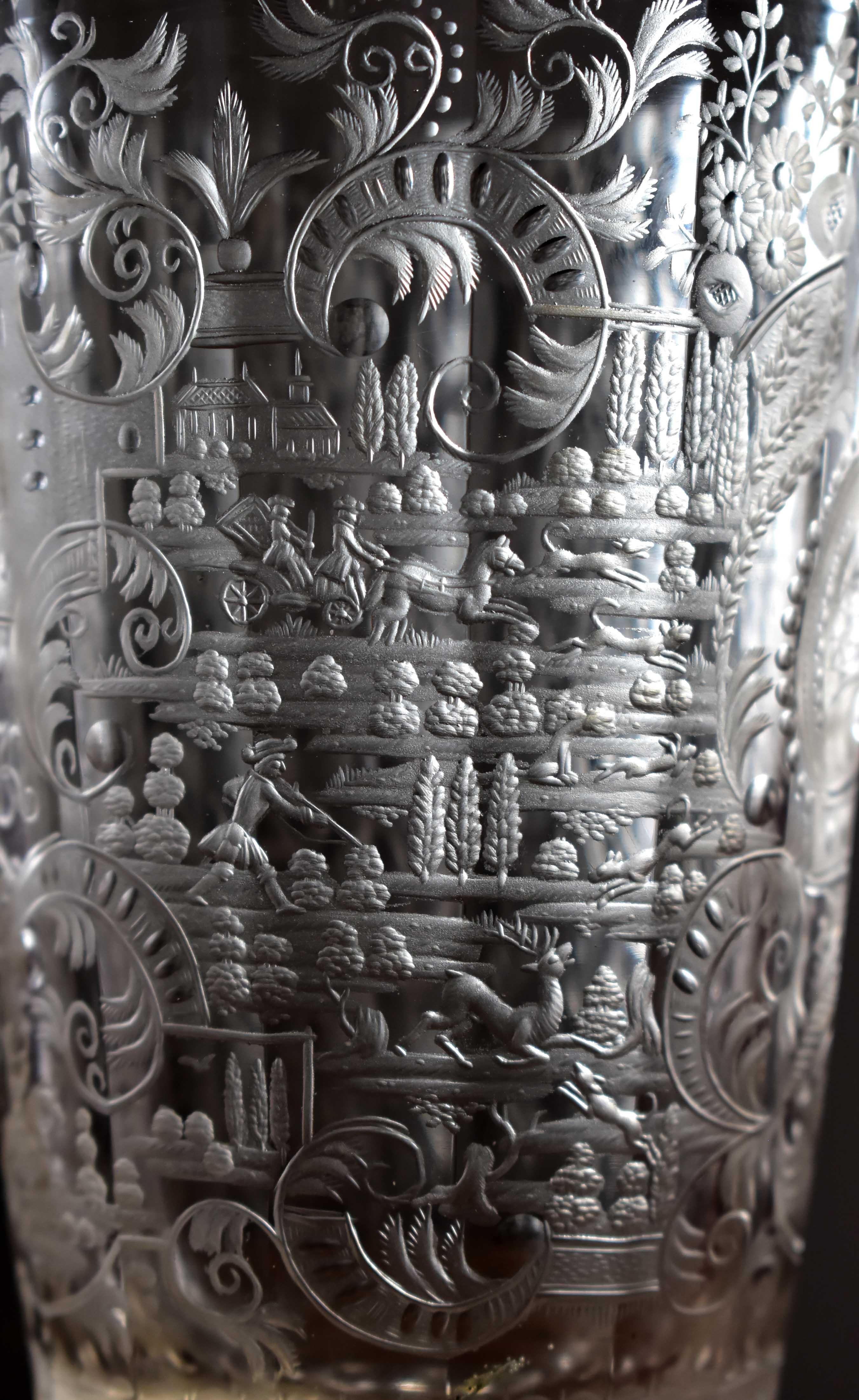 Unique Antique Baroque Goblet Engraved Coat of Arms of the Family of Spork 18th  For Sale 7