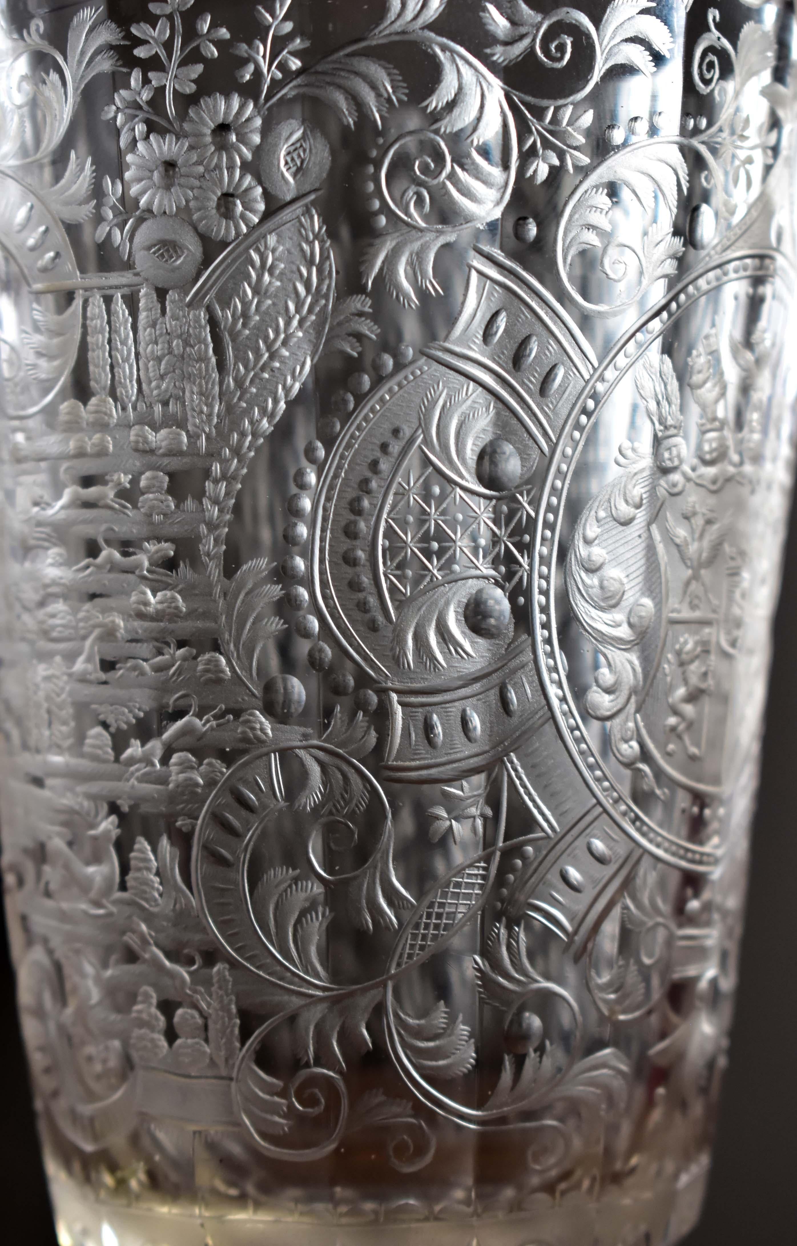 Unique Antique Baroque Goblet Engraved Coat of Arms of the Family of Spork 18th  For Sale 9