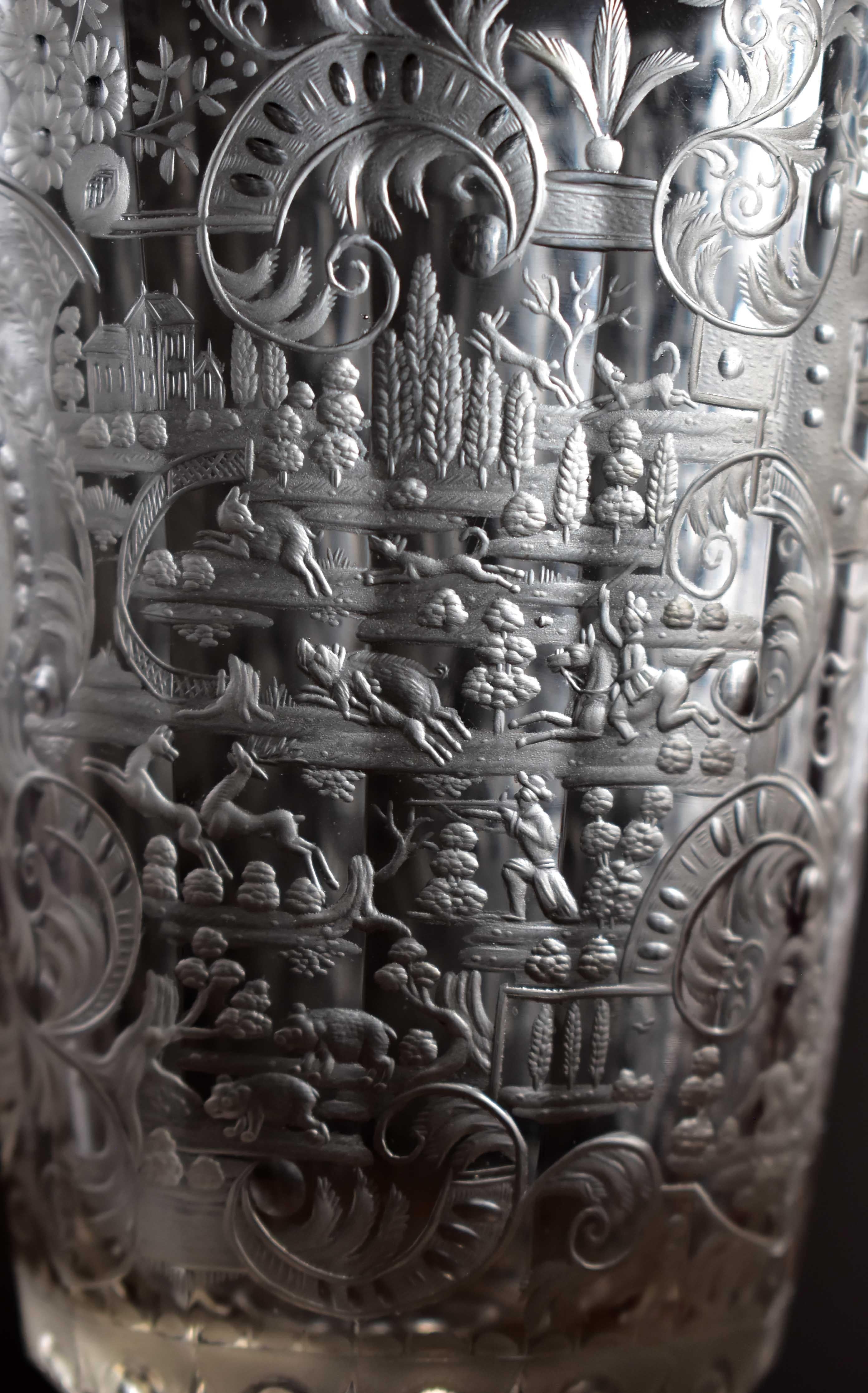 Unique Antique Baroque Goblet Engraved Coat of Arms of the Family of Spork 18th  For Sale 3
