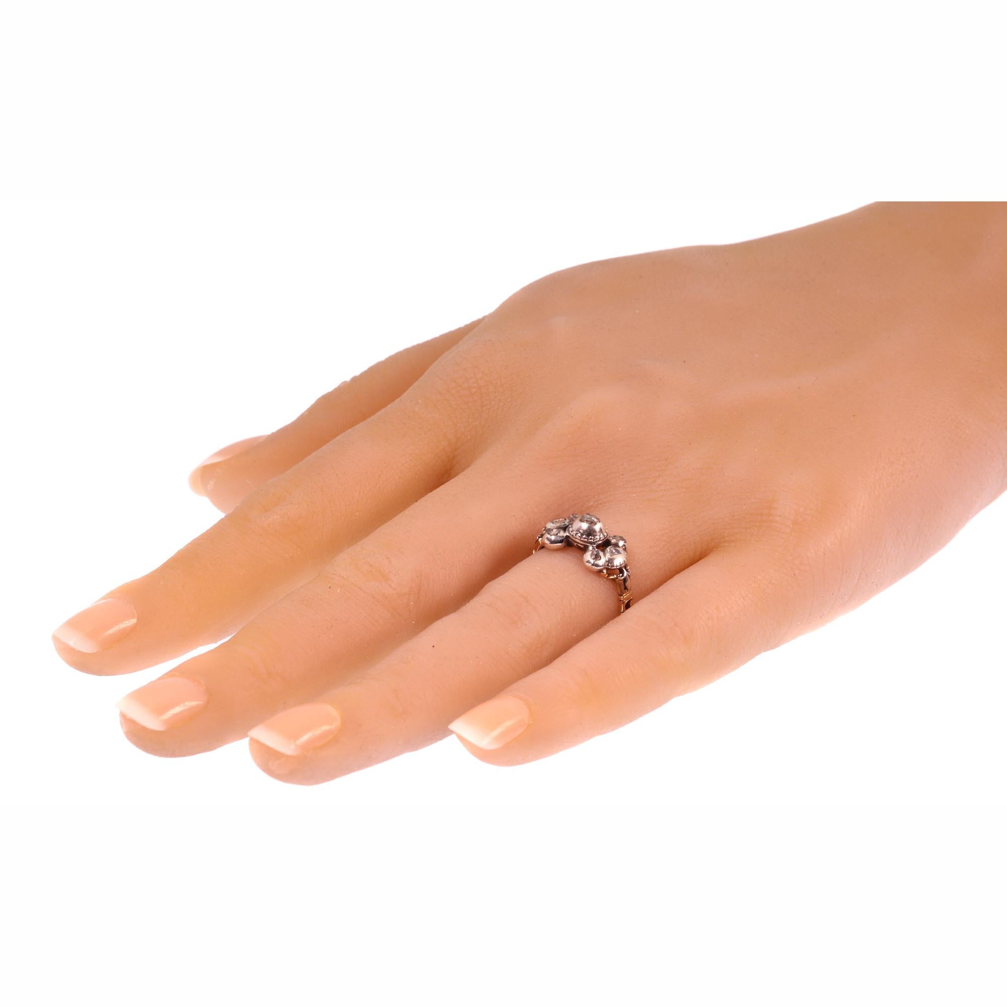 Unique Antique Baroque / Rococo Diamond Engagement Ring, 1700s For Sale 3