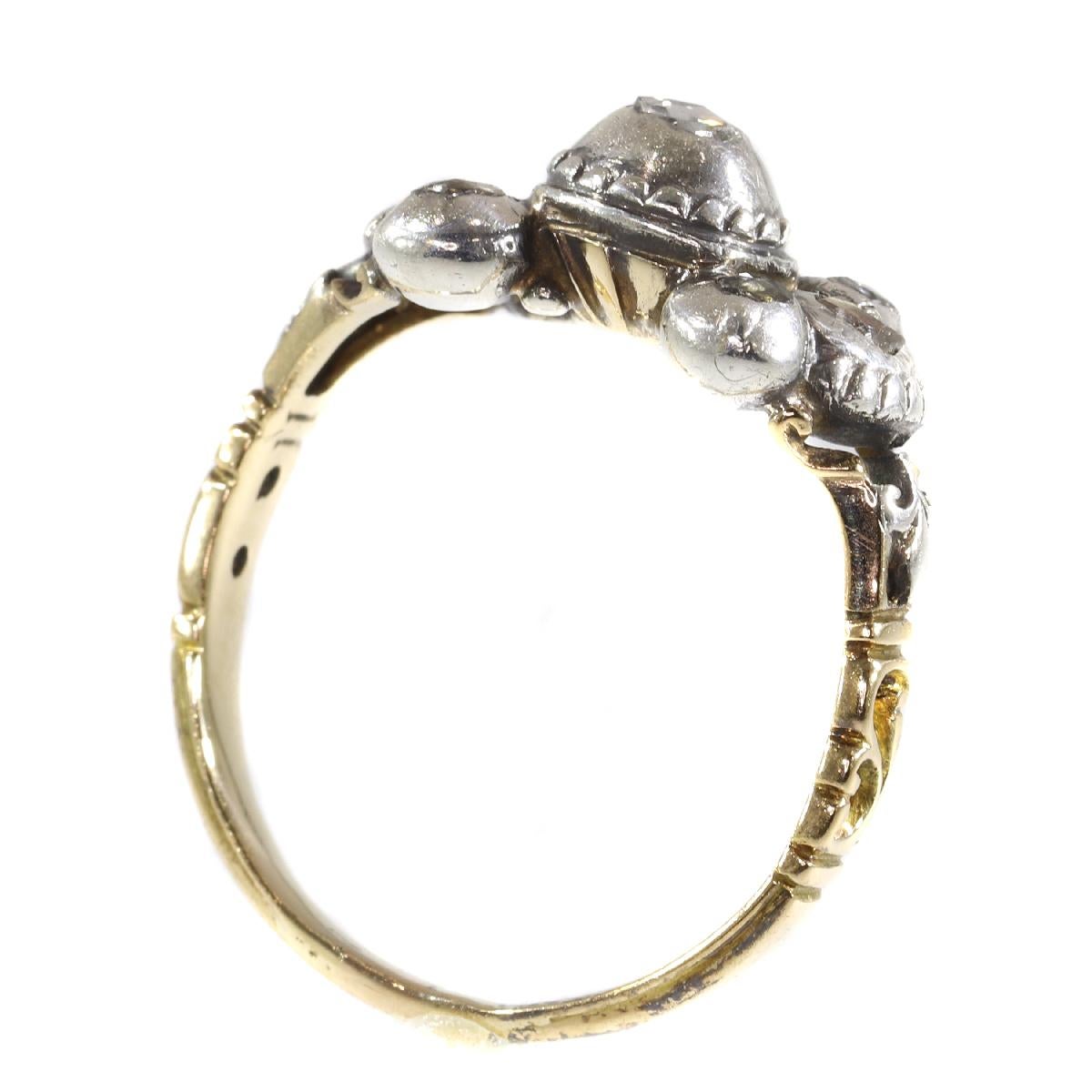 Women's Unique Antique Baroque / Rococo Diamond Engagement Ring, 1700s For Sale