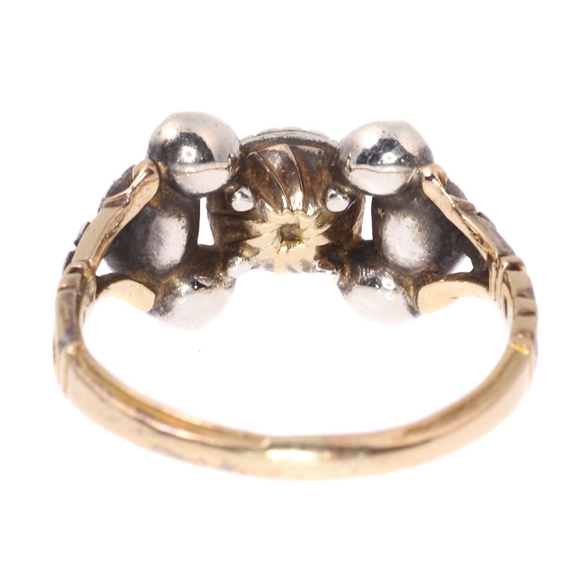 Unique Antique Baroque / Rococo Diamond Engagement Ring, 1700s For Sale 2