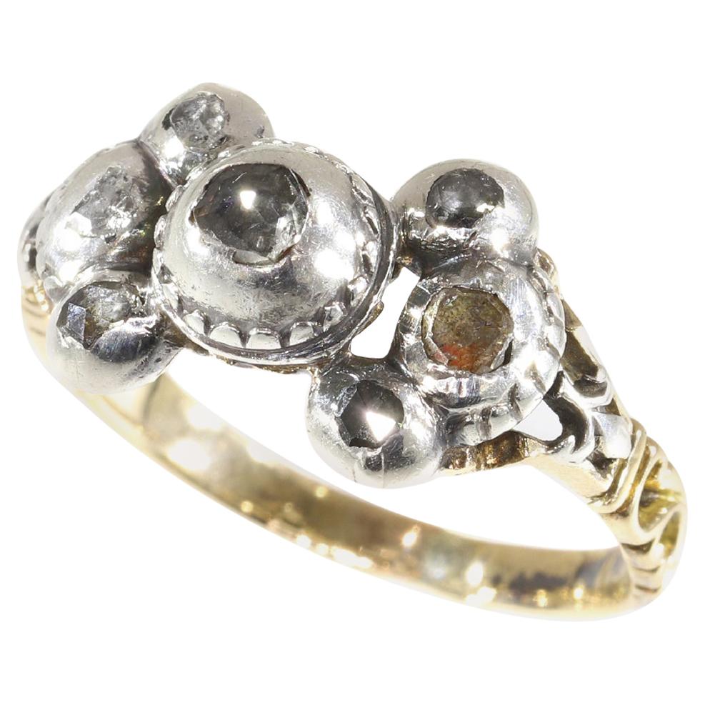 Unique Antique Baroque / Rococo Diamond Engagement Ring, 1700s For Sale