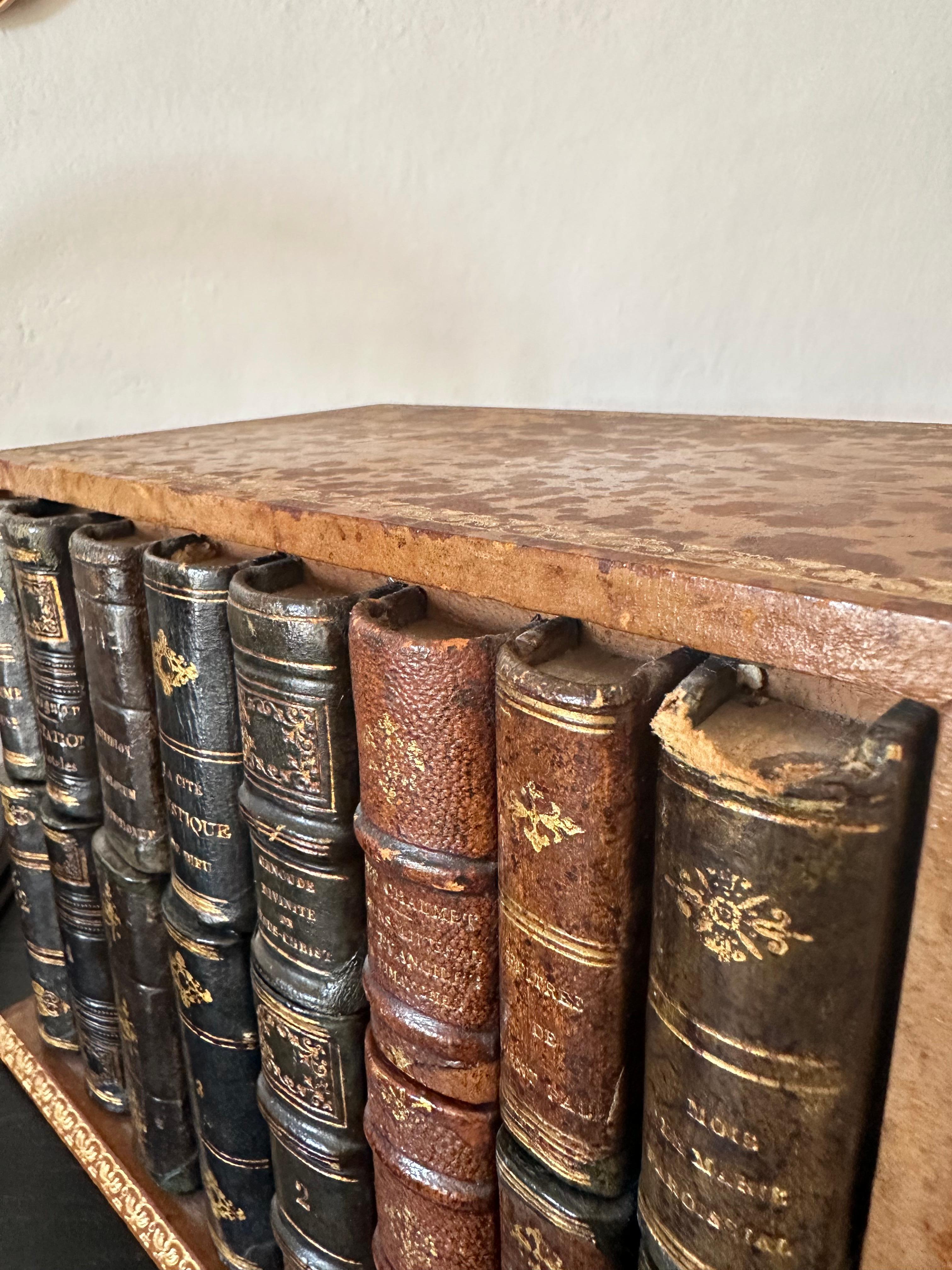 Boîte à lettres unique pour livres anciens - reliure à dos de cuir du 19e siècle en vente 3