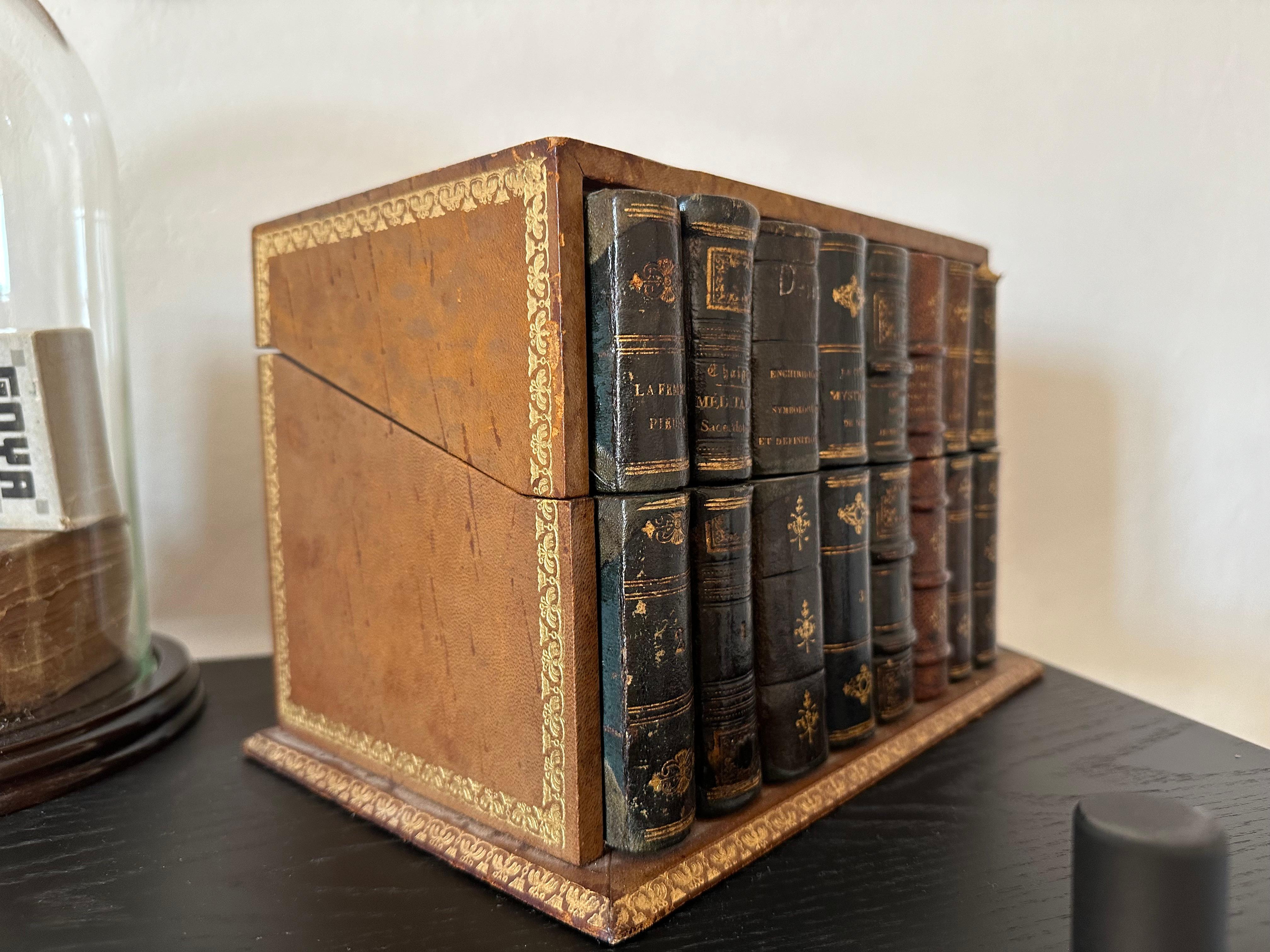 Boîte à lettres unique pour livres anciens - reliure à dos de cuir du 19e siècle en vente 6