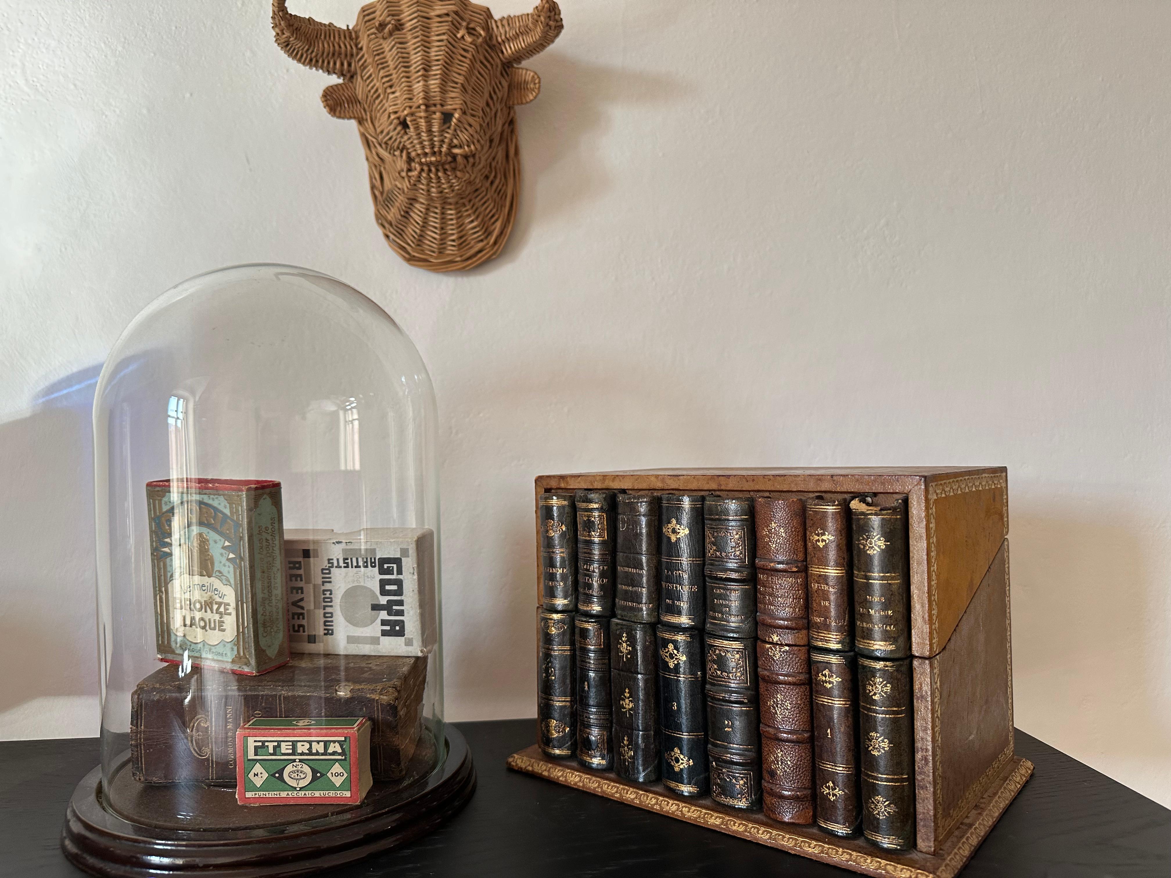 Boîte à lettres unique pour livres anciens - reliure à dos de cuir du 19e siècle en vente 7