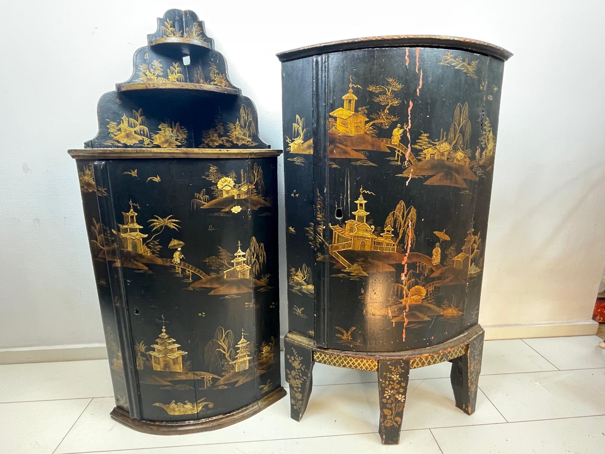 Unique Antique Chinese Corner Cabinet, 19th Century Chinoise Cabinet 12