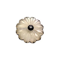 Unique Antique Diamond Set Petal Shape Crystal Brooch in Silver and 9ct Gold