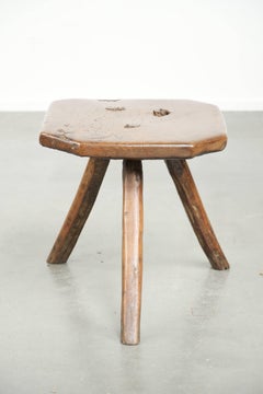 Unique antique English farmhouse stool/sidetable from the 17th century