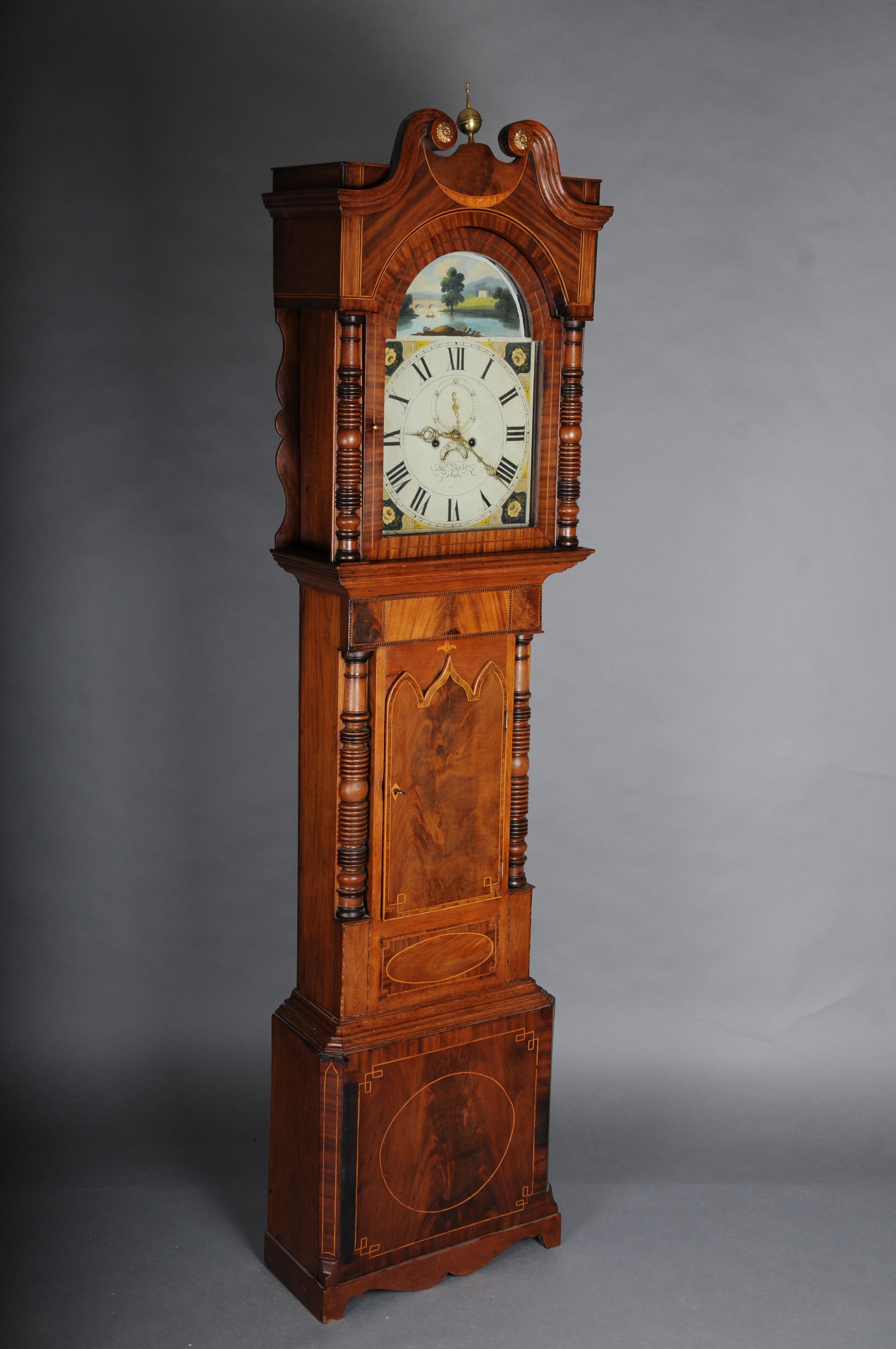 Orologio a pendolo inglese antico e unico, mogano, 18° secolo in vendita 3