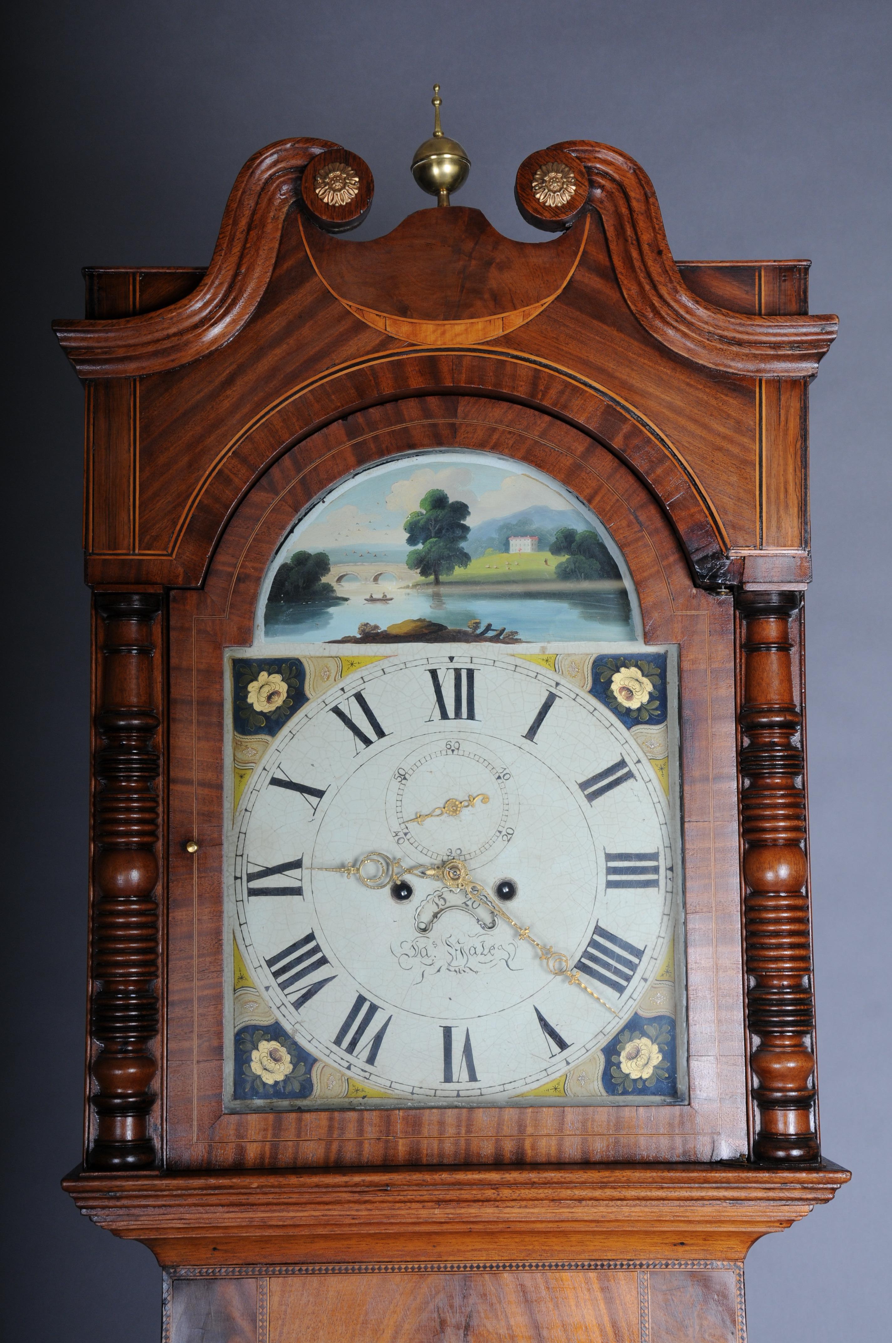 Orologio a pendolo inglese antico e unico, mogano, 18° secolo in vendita 10