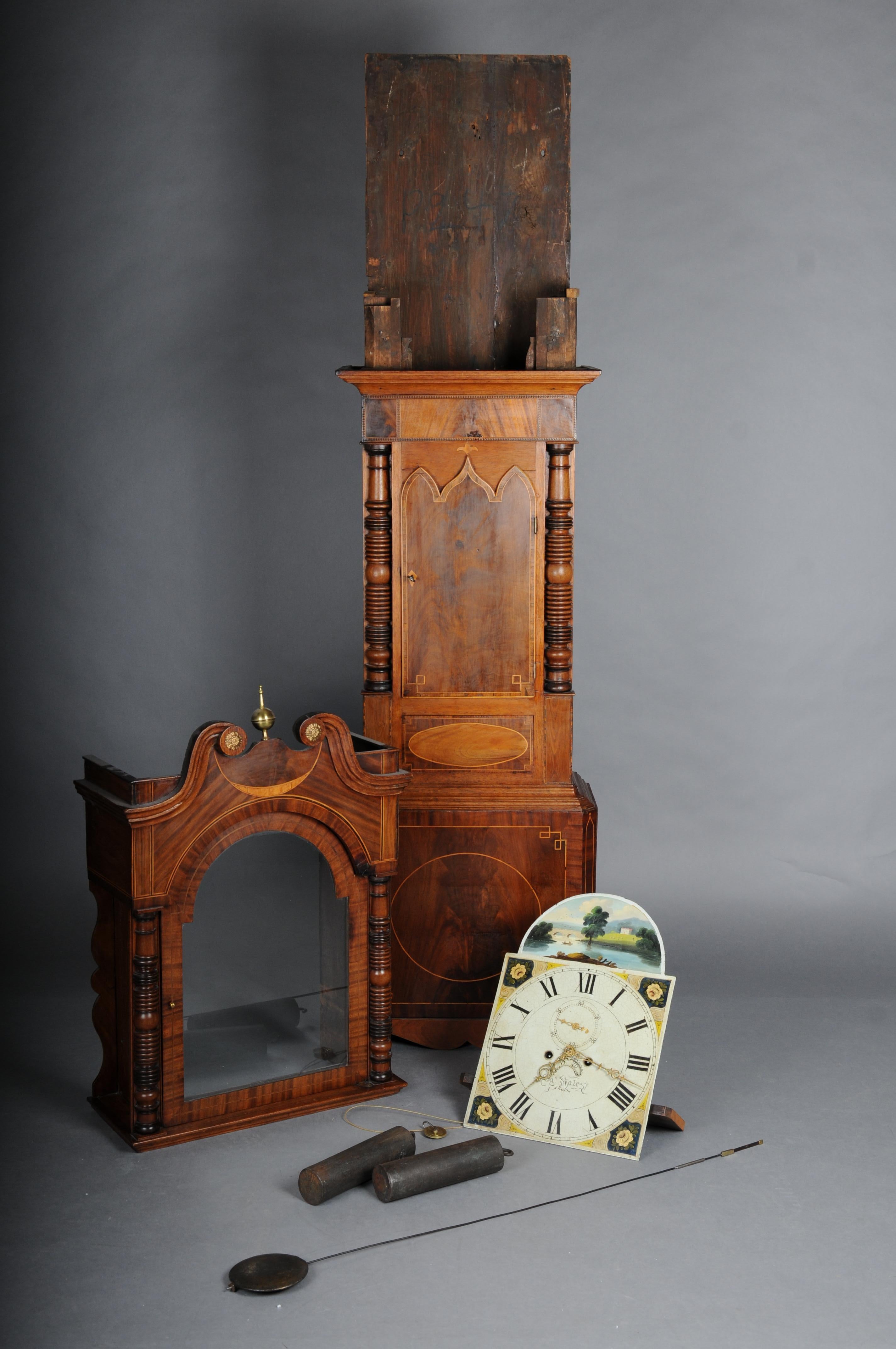 Orologio a pendolo inglese antico e unico, mogano, 18° secolo in vendita 13