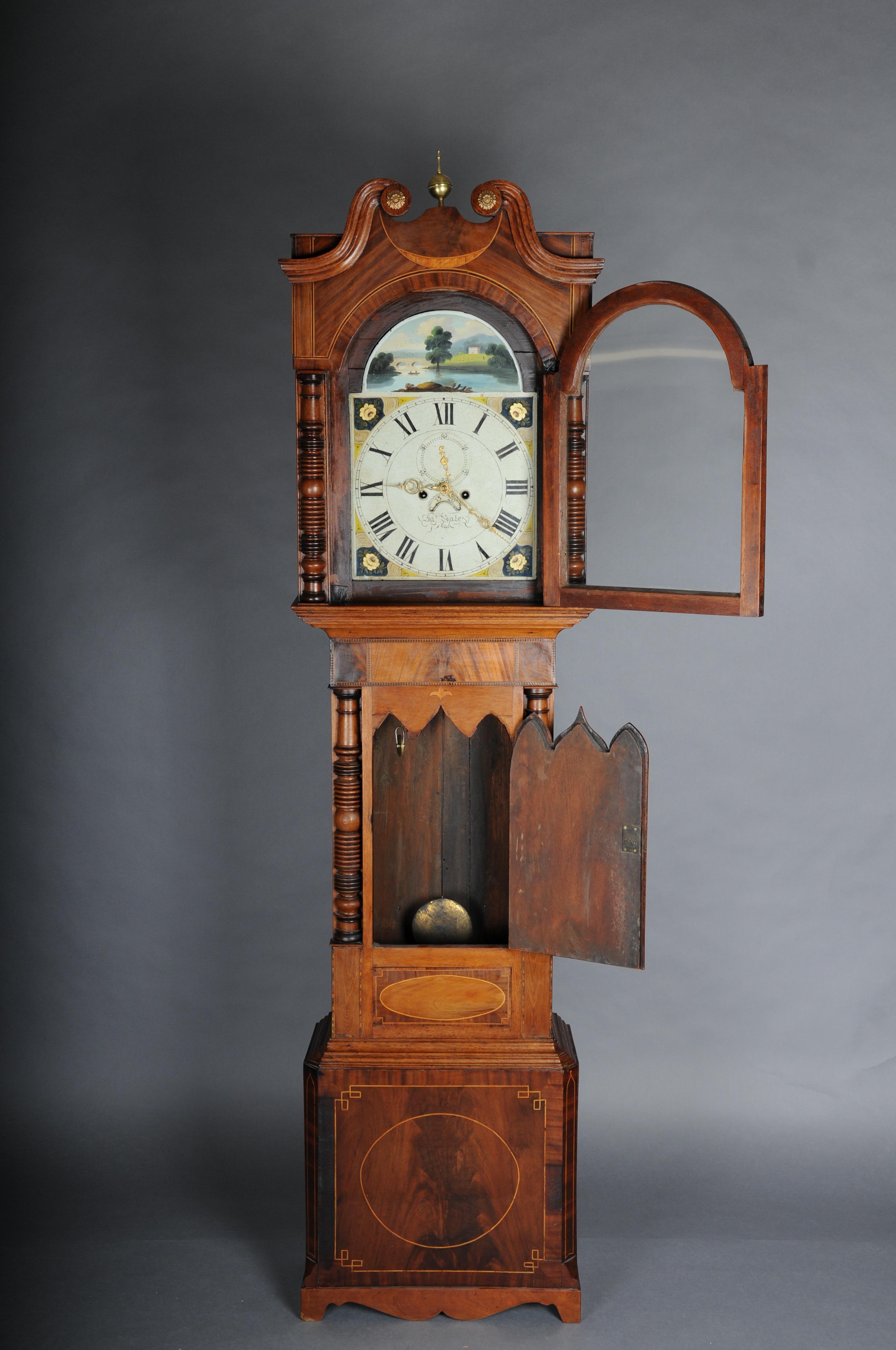 Orologio a pendolo inglese antico e unico, mogano, 18° secolo in vendita 2