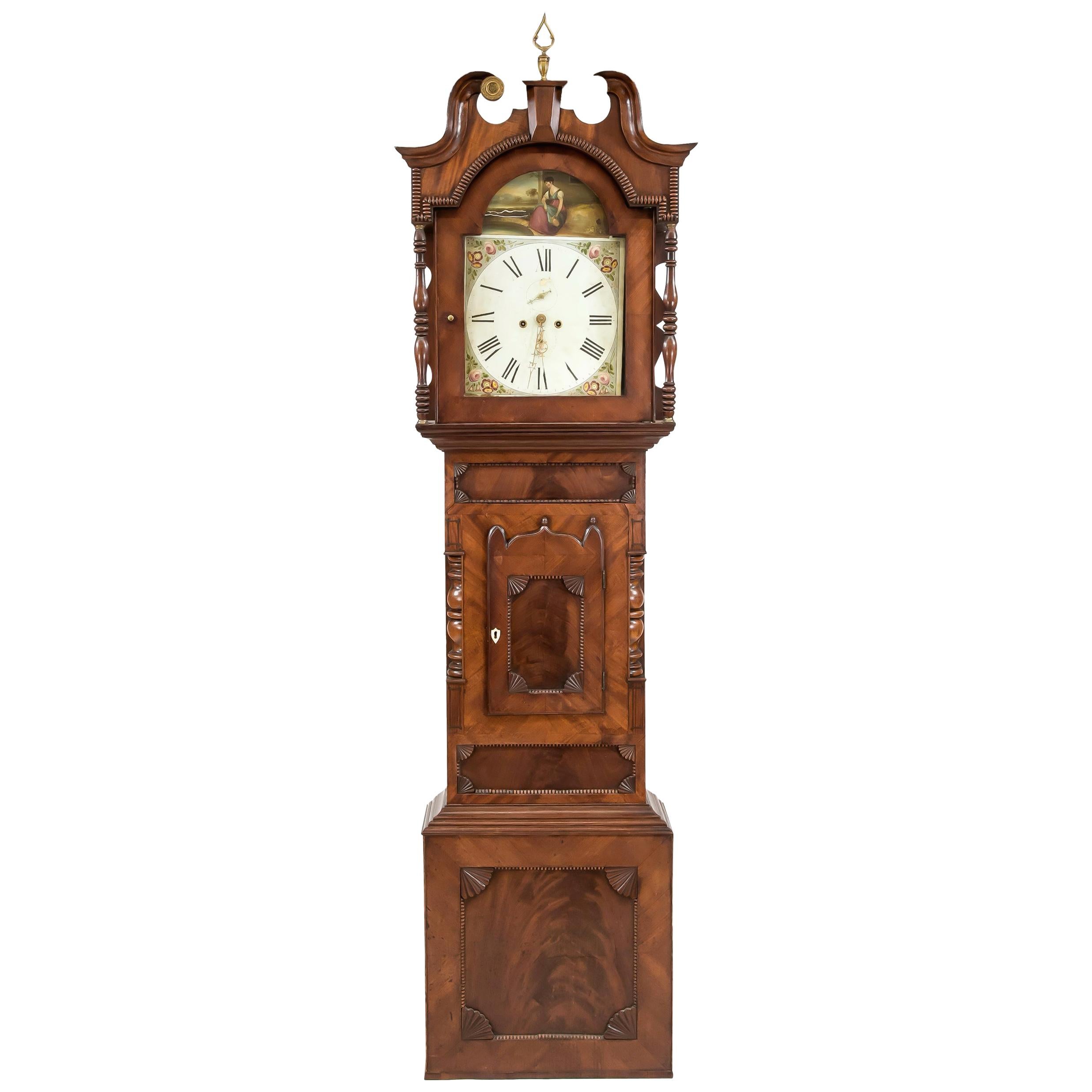 Unique Antique English Grandfather Clock, Mahogany, 18th Century