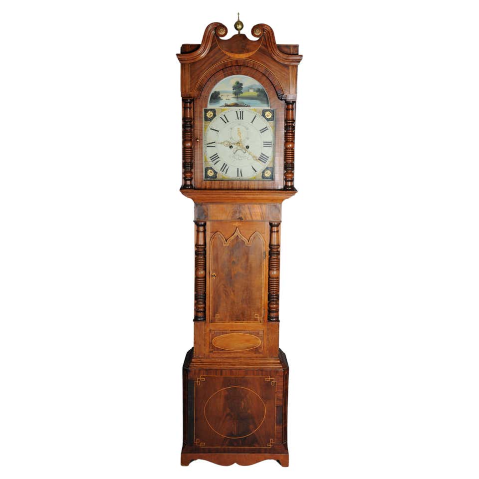 Unique Antique English Grandfather Clock, Mahogany, 18th Century For