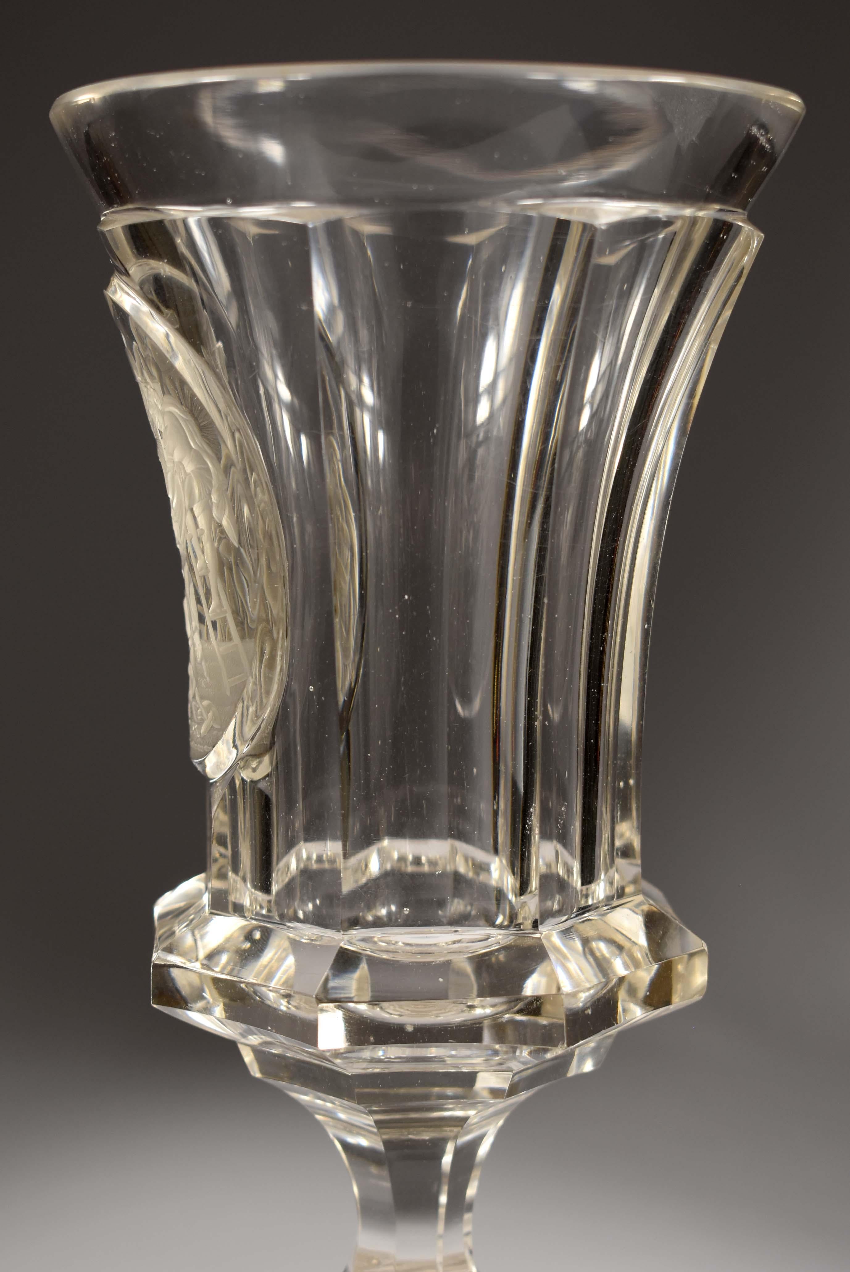 Hand-Crafted Unique Antique Engraved Goblet -The Descent from the Cross -19th Century For Sale