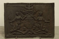 Unique Antique Fireback, Mermaids Holding a Mirror, 18th Century