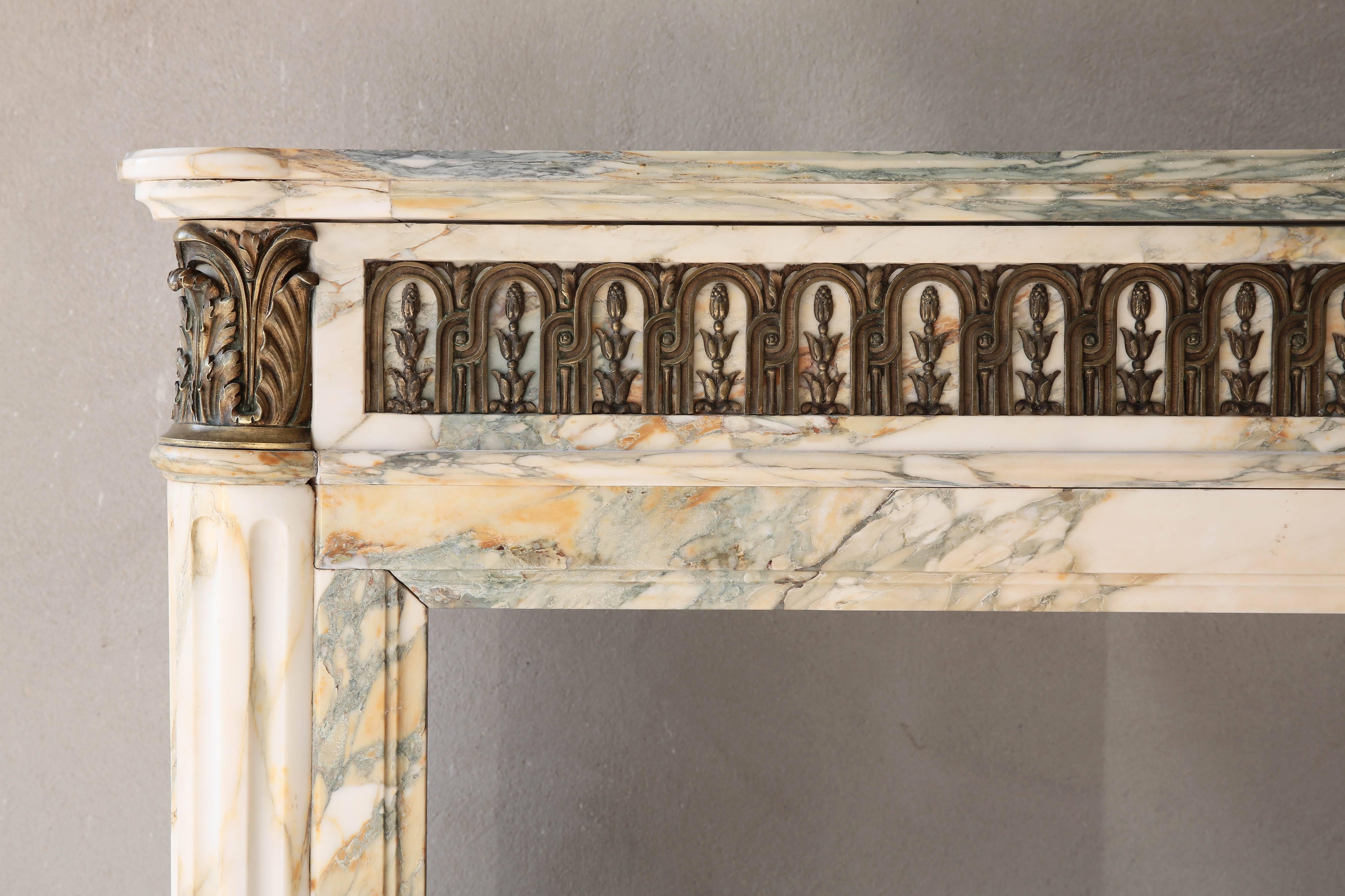 French Unique Antique Fireplace of Marble from the 19th Century