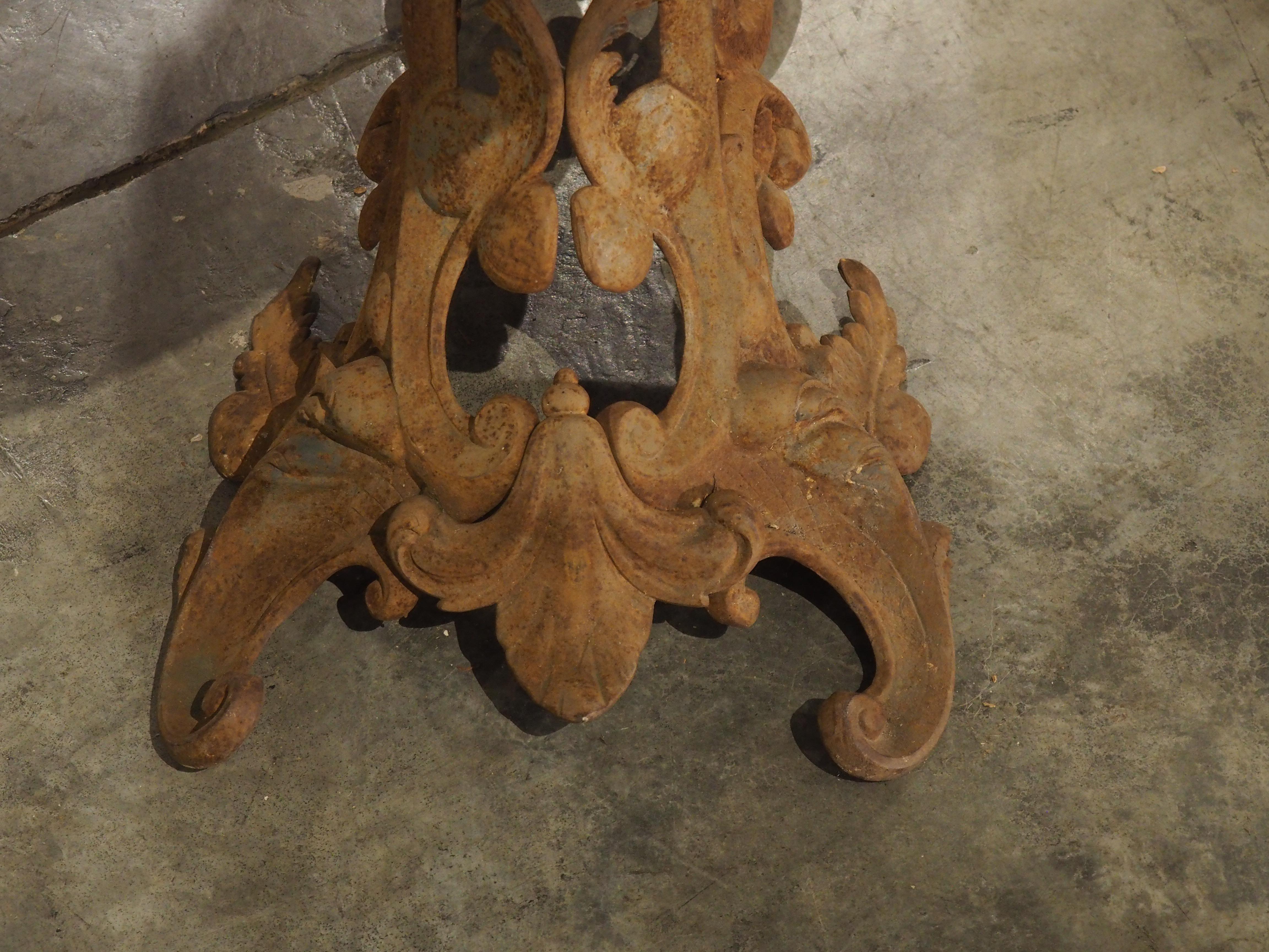 Unique Antique French Cast Iron Table with Oval Bluestone Top, Circa 1900 7