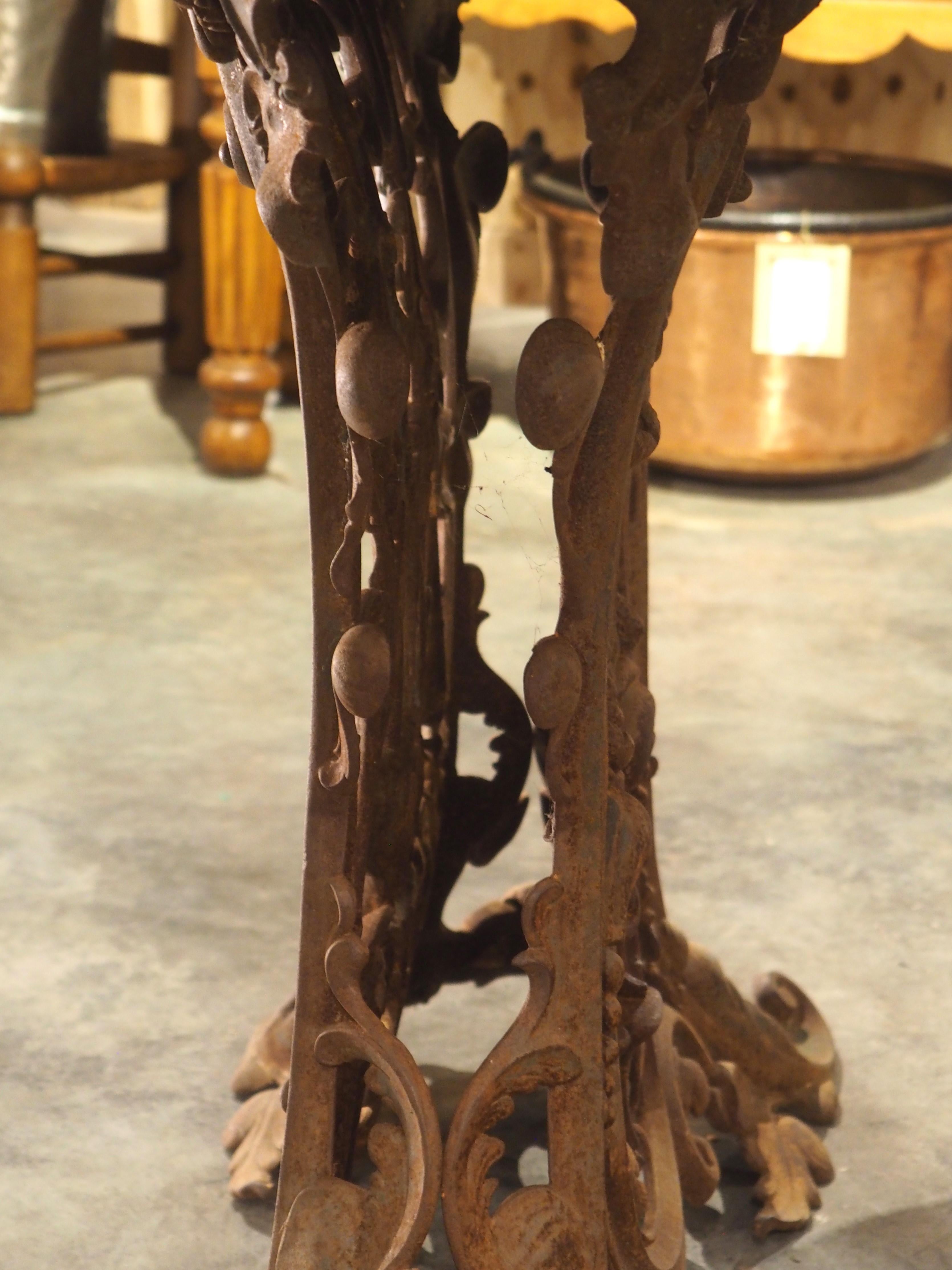 Unique Antique French Cast Iron Table with Oval Bluestone Top, Circa 1900 9