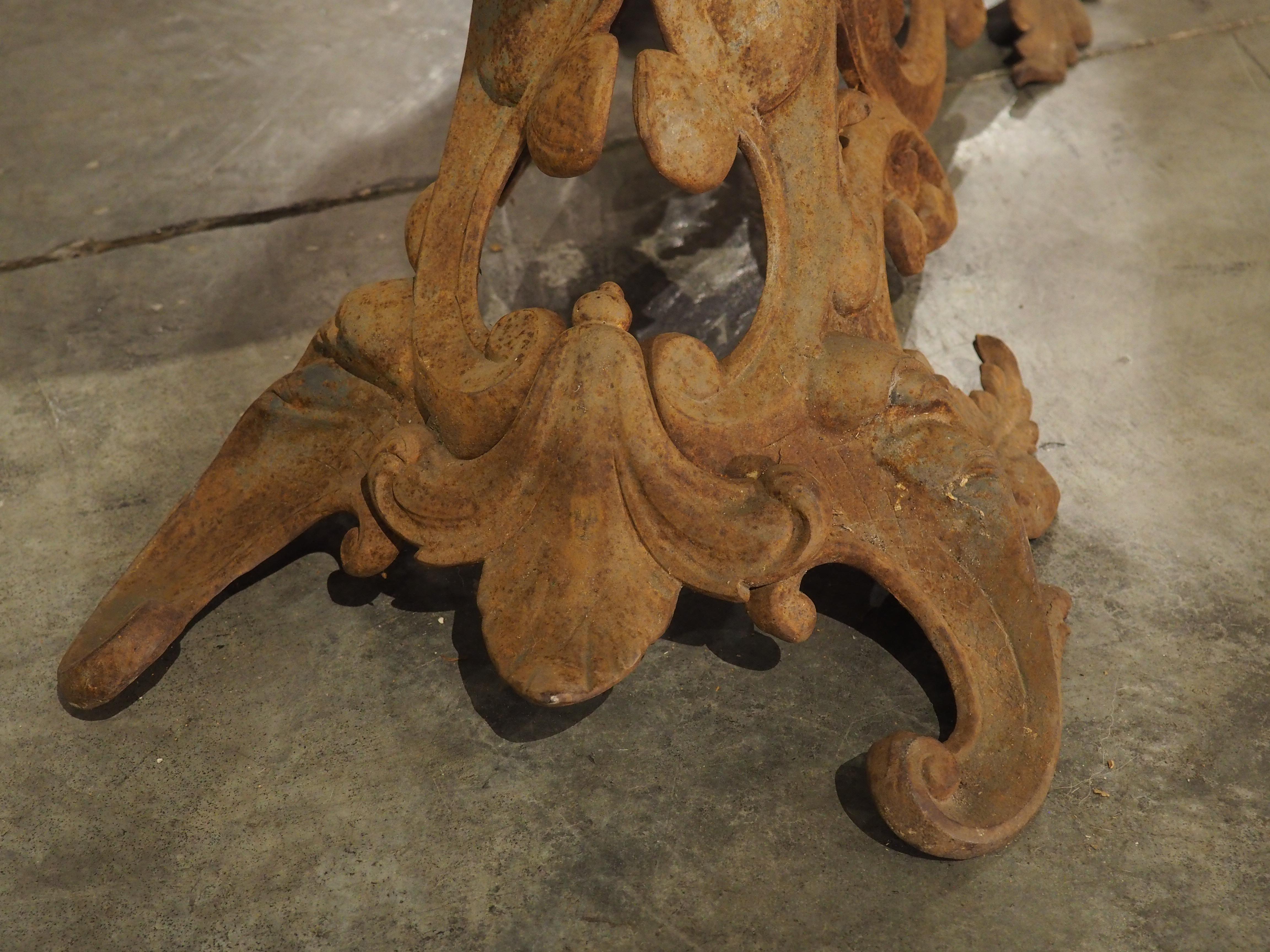 Unique Antique French Cast Iron Table with Oval Bluestone Top, Circa 1900 12