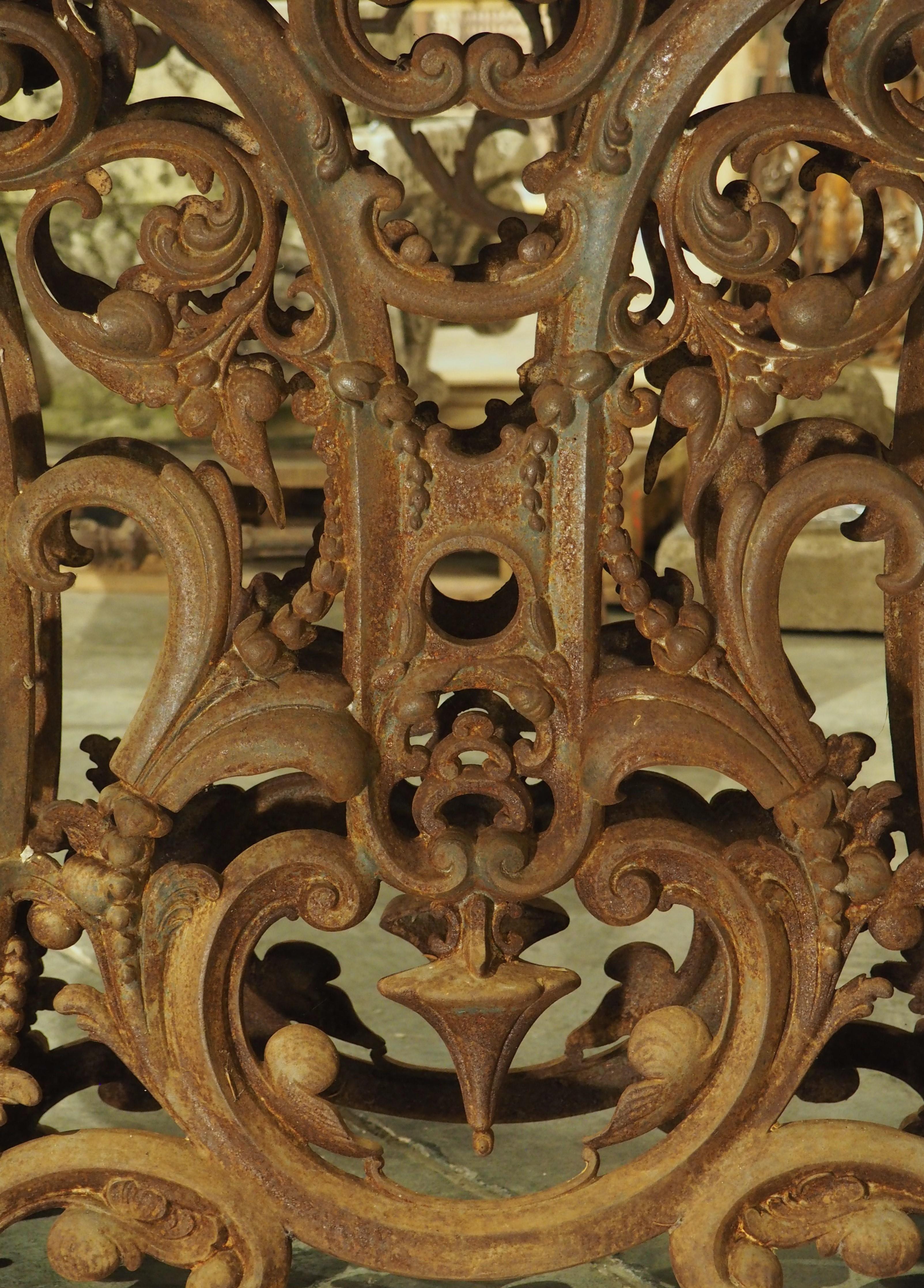 Unique Antique French Cast Iron Table with Oval Bluestone Top, Circa 1900 3