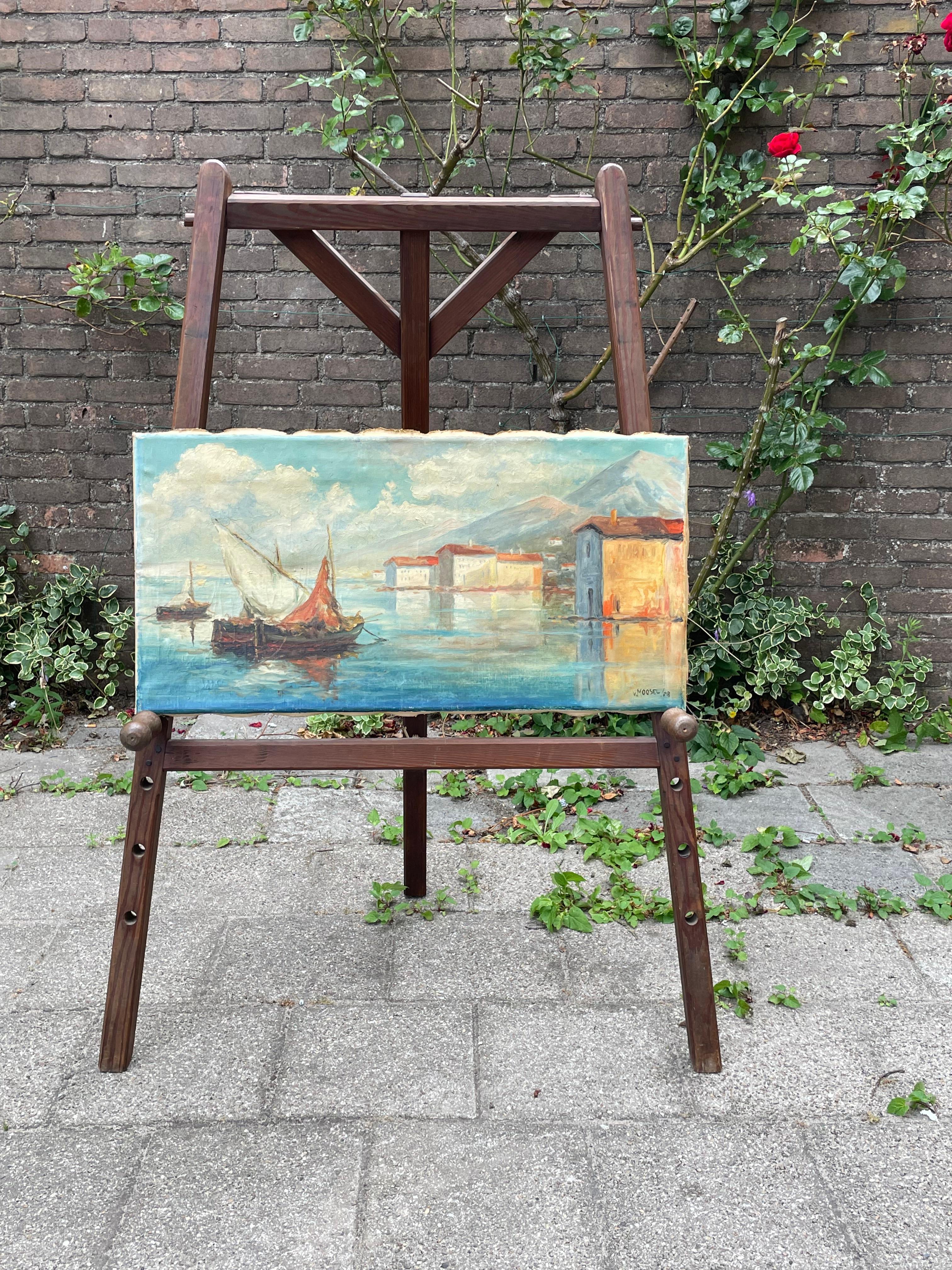 French Unique Antique Handmade Arts & Crafts Floor Easel / Artist Display Stand ca 1910 For Sale