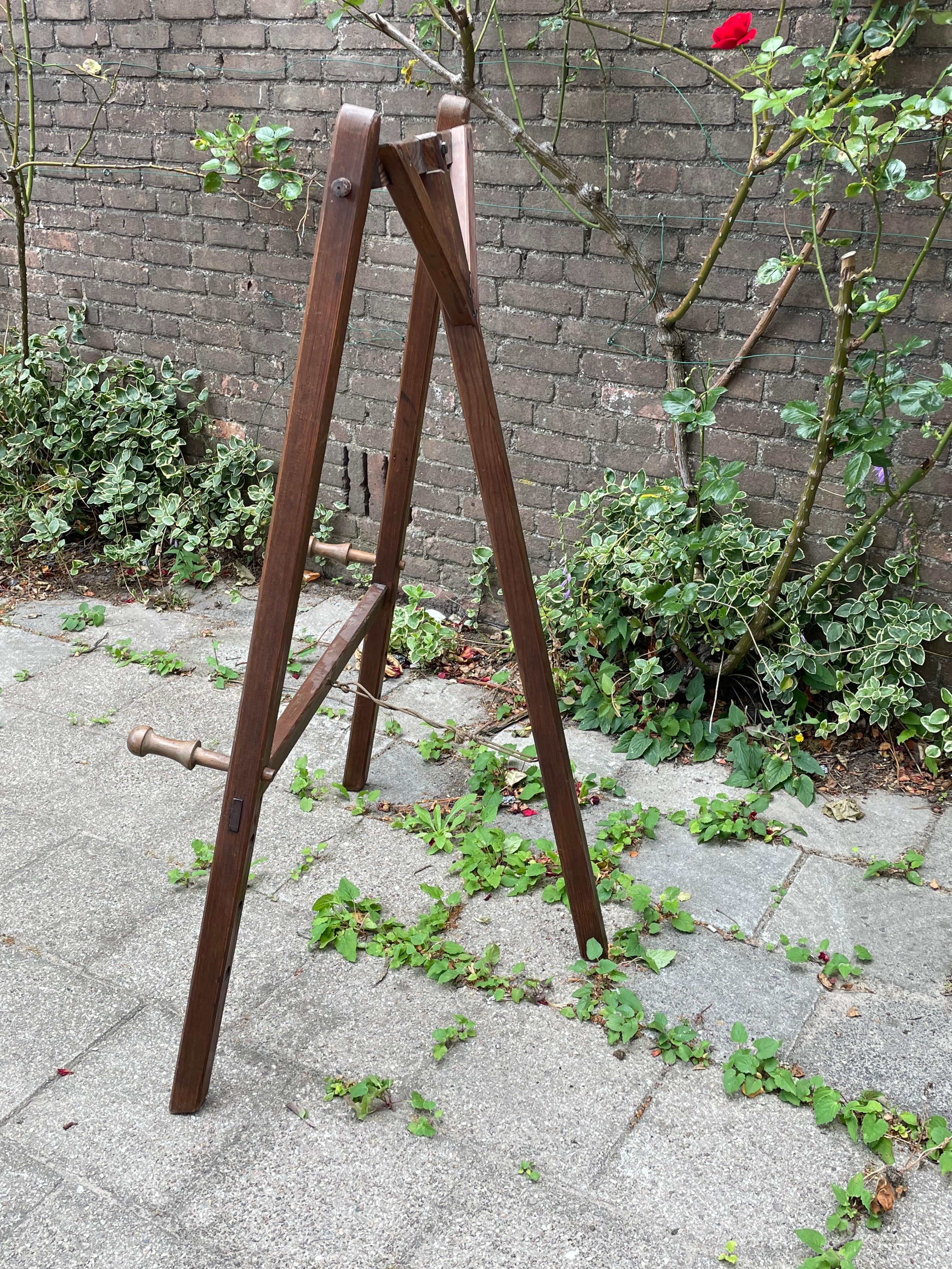 20th Century Unique Antique Handmade Arts & Crafts Floor Easel / Artist Display Stand ca 1910 For Sale