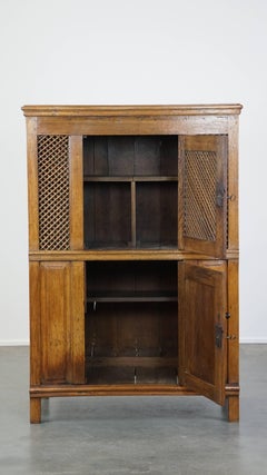 Unique antique oak bread cabinet from the late 17th century with working locks