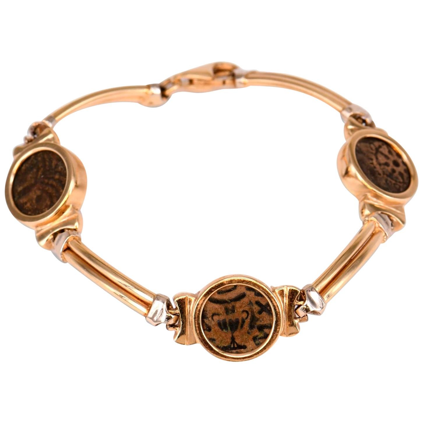 Unique Antique Roman Coin Gold Bracelet