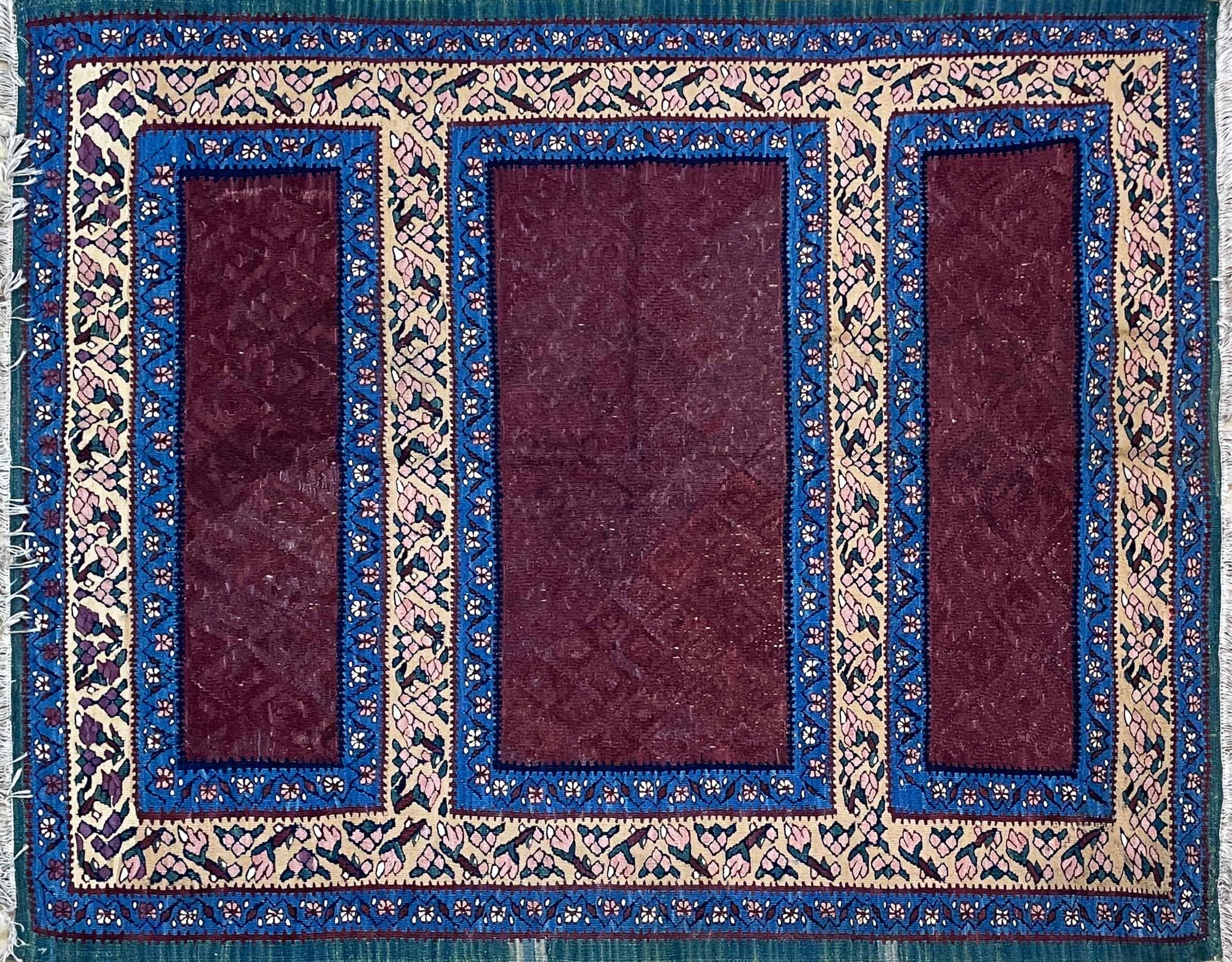 Hand-Woven  Antique Persian Senneh Kilim, Unique For Sale