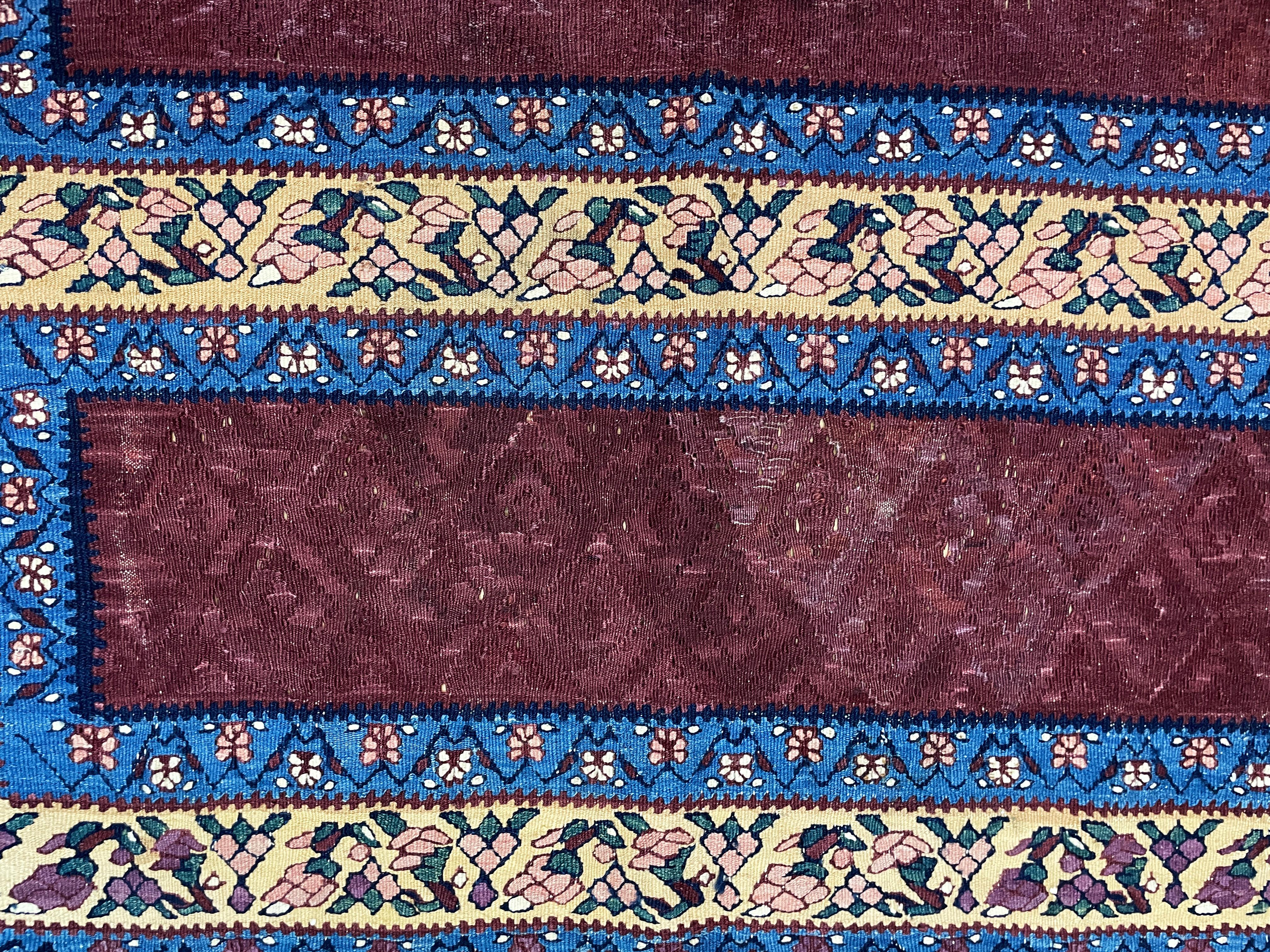20th Century  Antique Persian Senneh Kilim, Unique For Sale