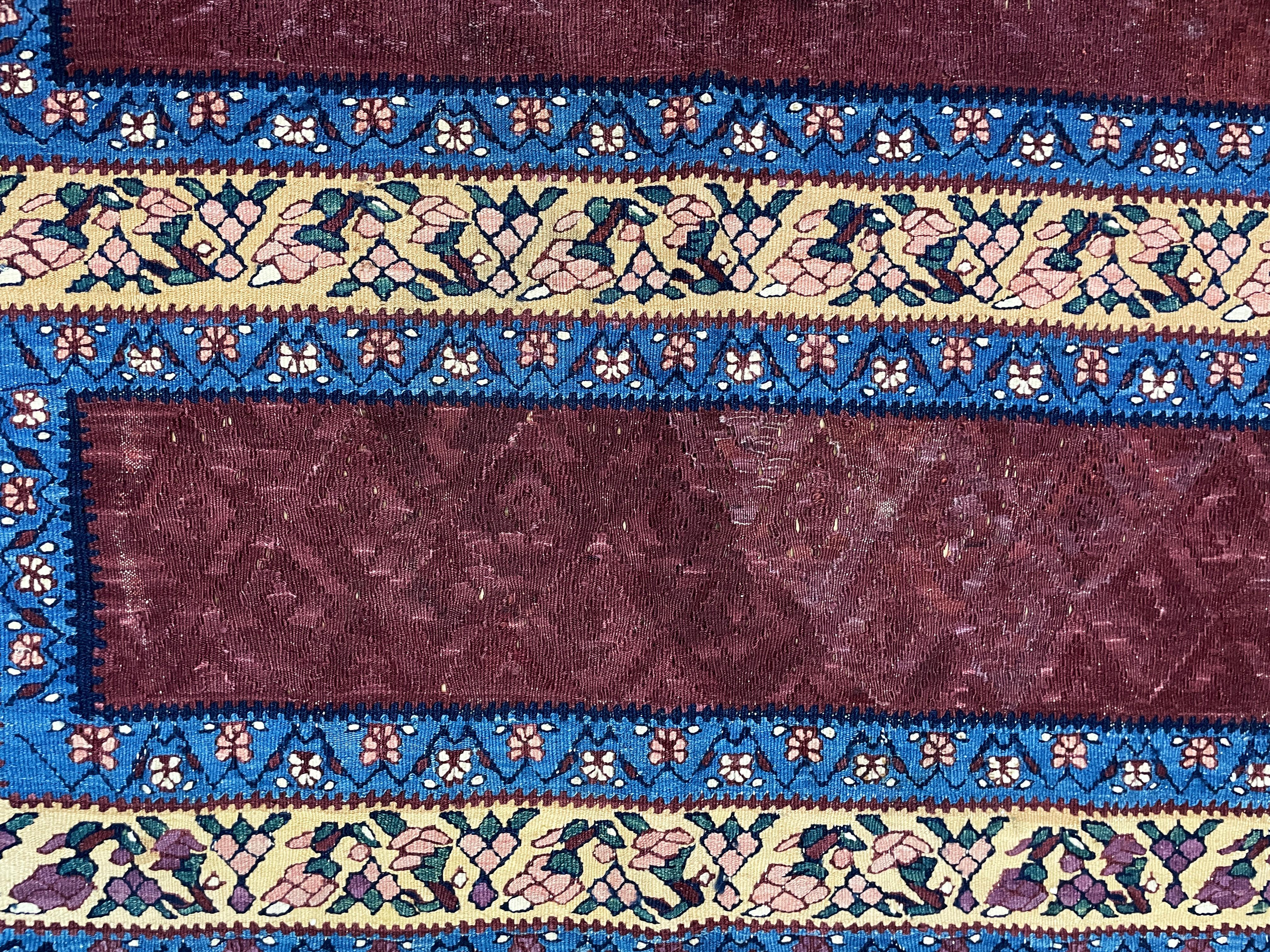 20th Century Antique Persian Senneh Kilim, Unique For Sale