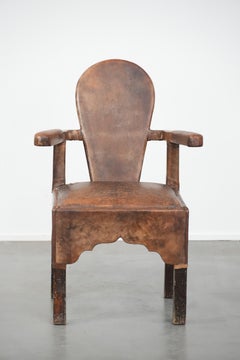 Unique antique sheepskin chair/armchair with a special North African design