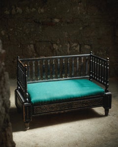 Unique Antique Sofa Newly Upholstered and with Cut Decor